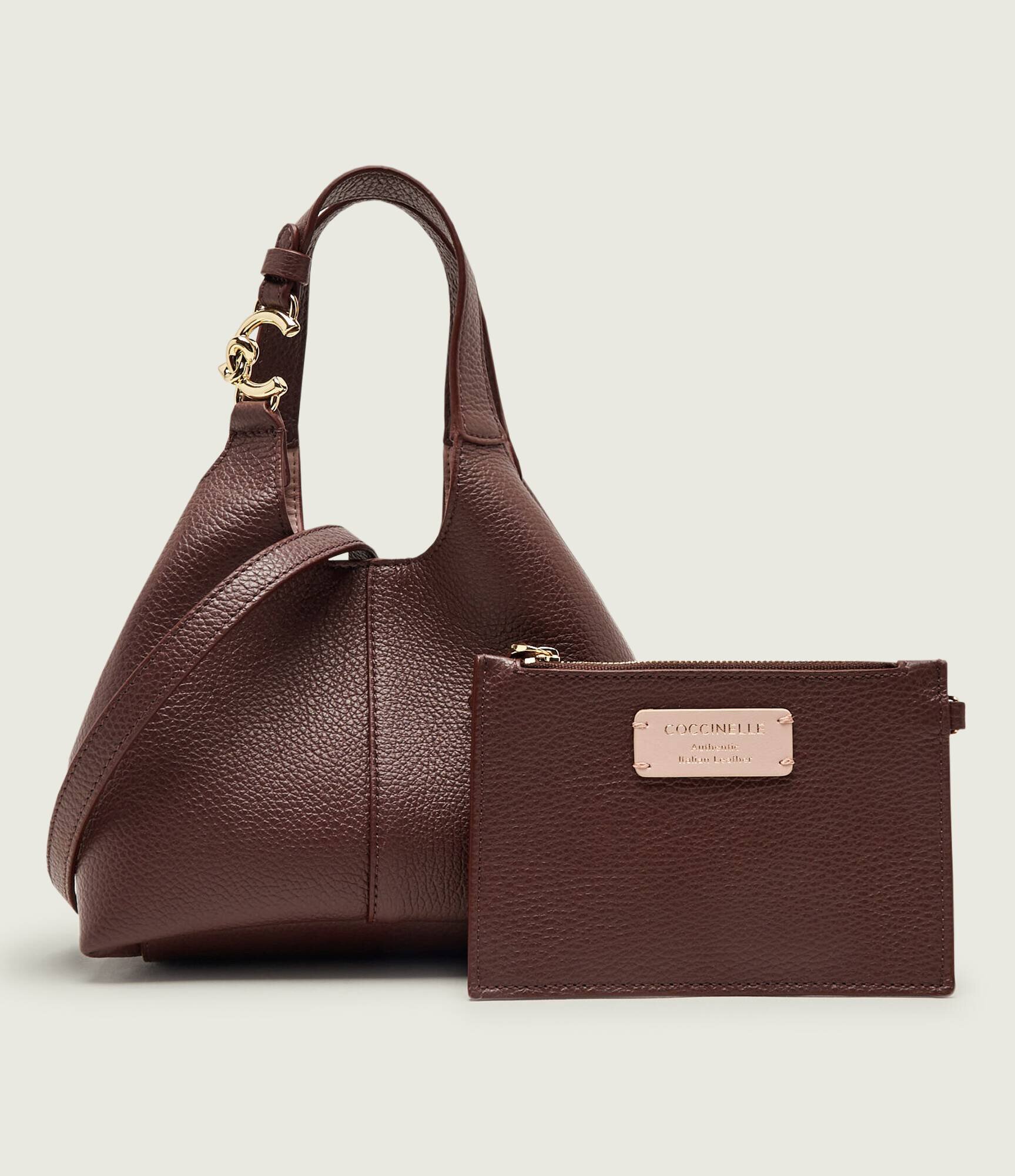 COCCINELLE De piele cufăr + borsetă C-Easy