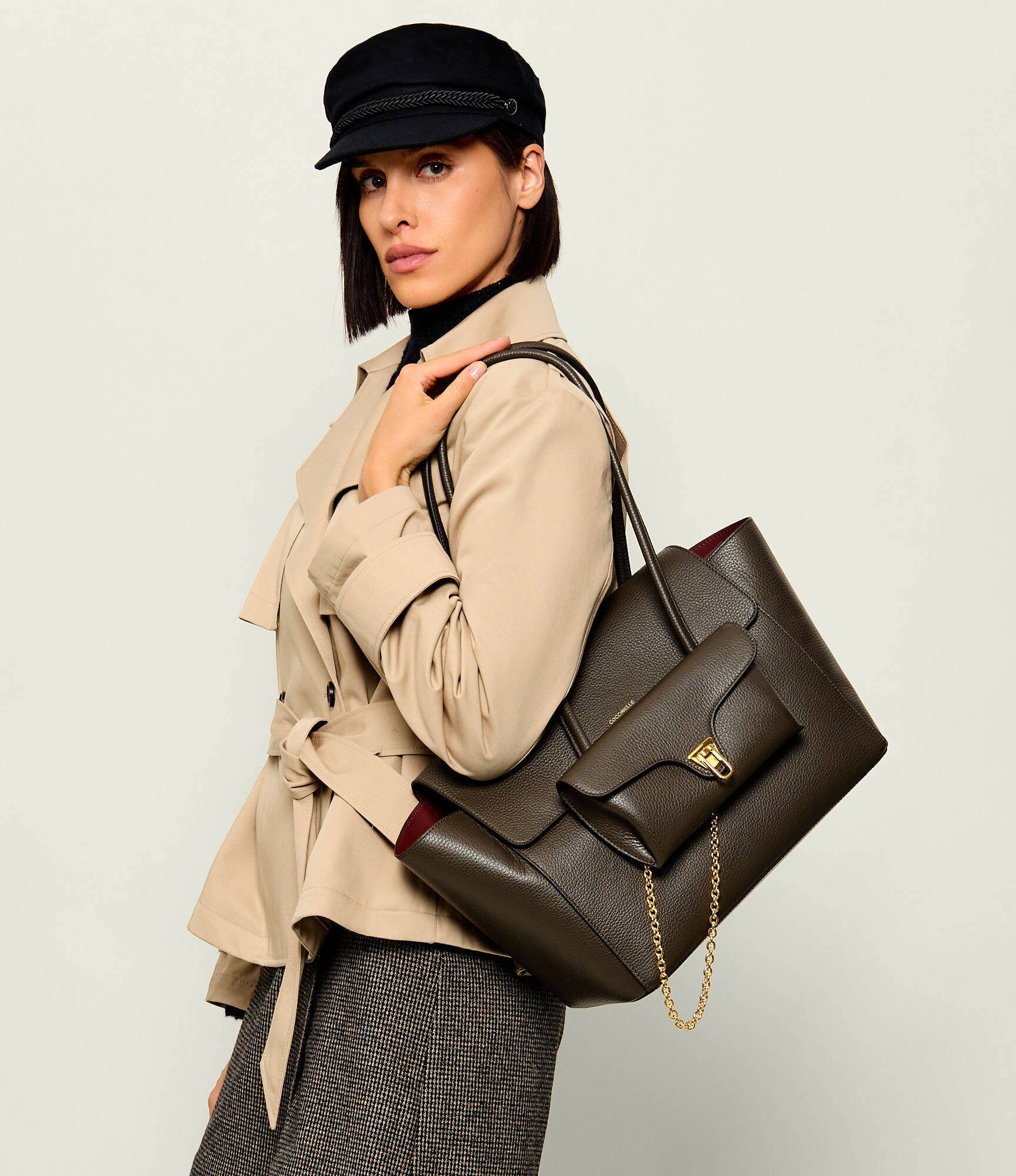 COCCINELLE De piele geantă shopper 4w1 Double Beat