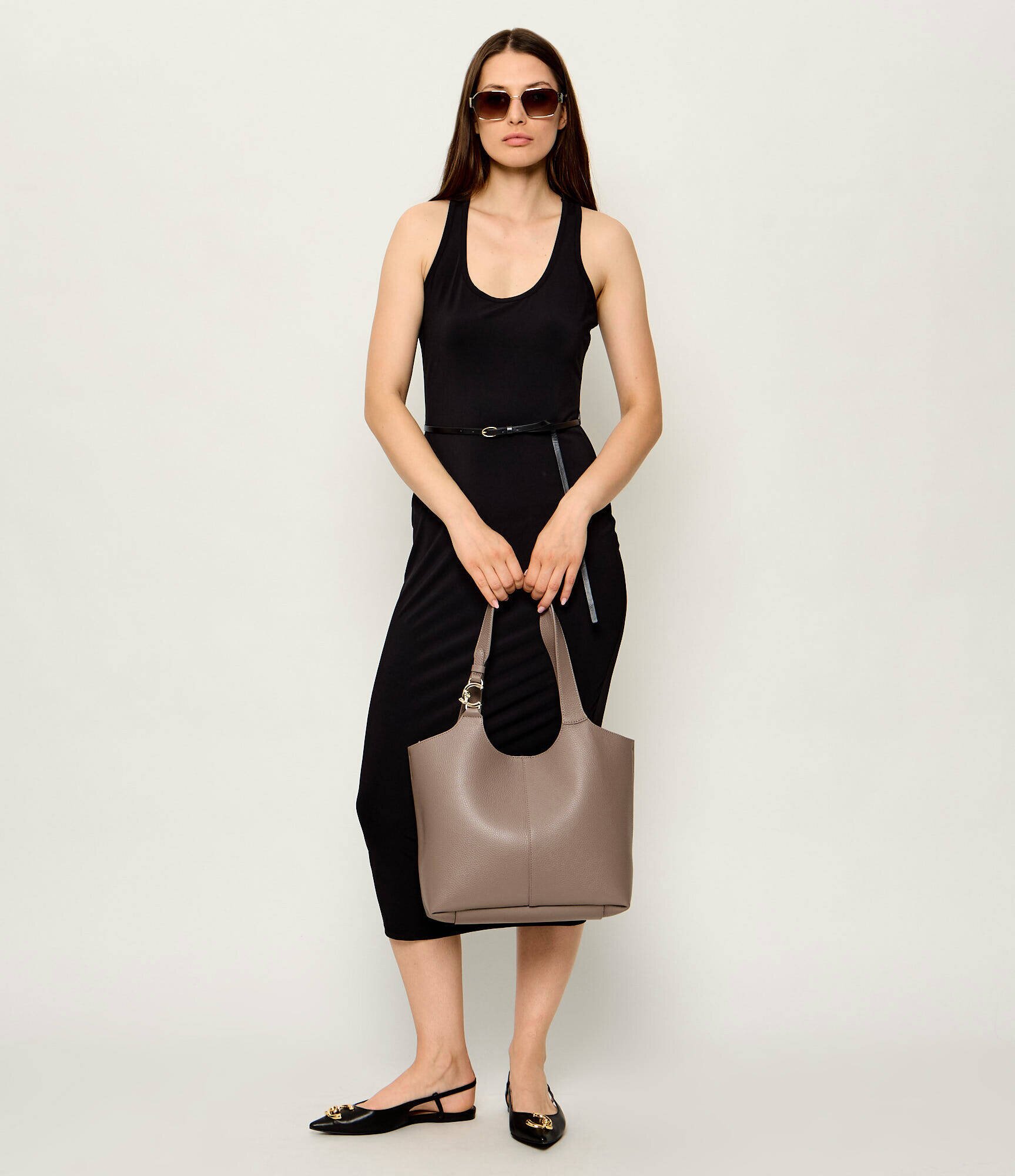 COCCINELLE De piele geantă shopper + borsetă C-Easy