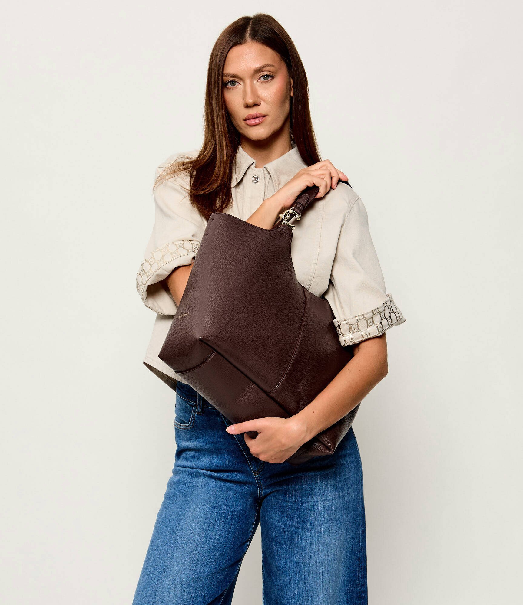 COCCINELLE De piele geantă shopper + borsetă C-Easy