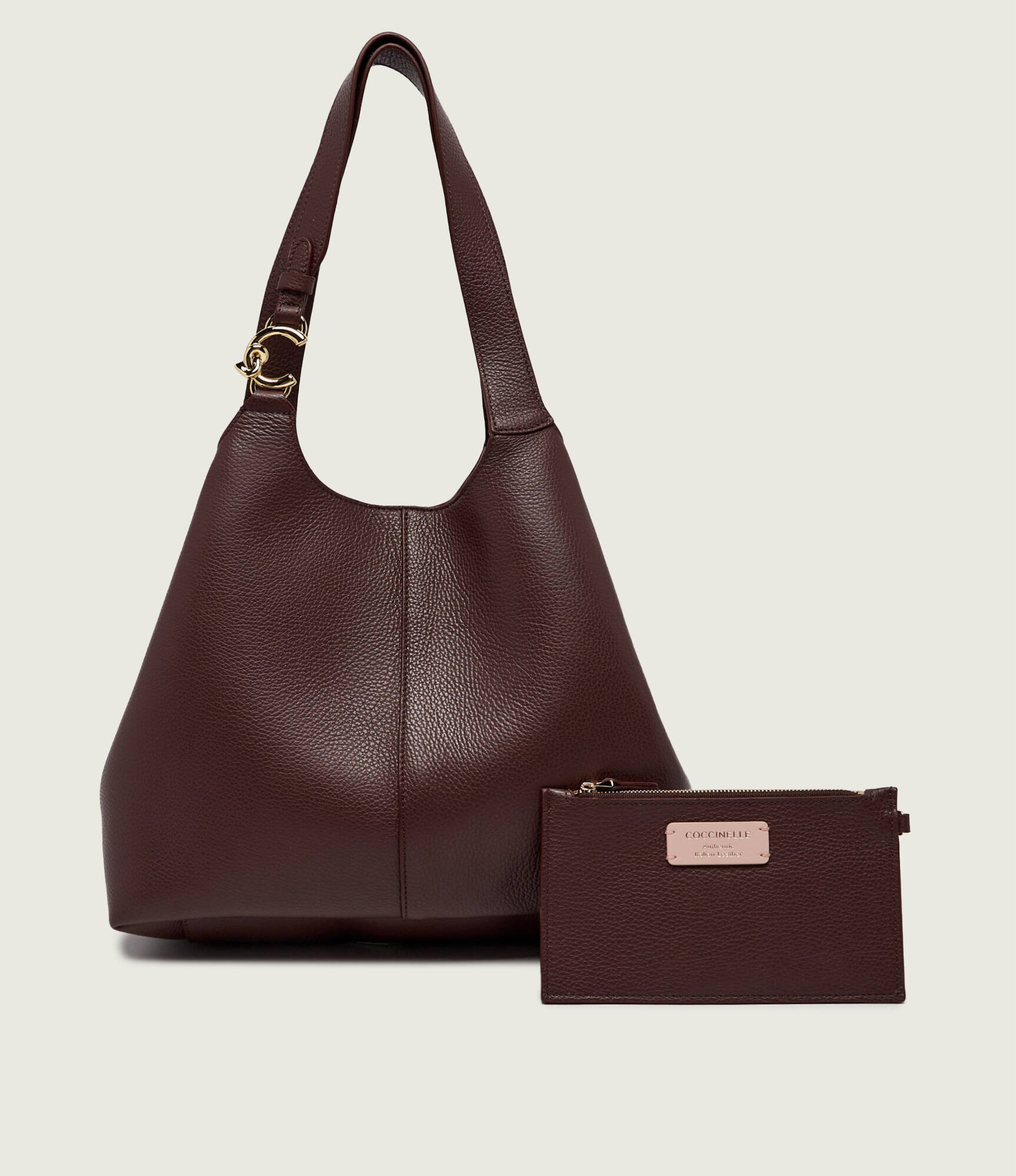 COCCINELLE De piele geantă shopper + borsetă C-Easy
