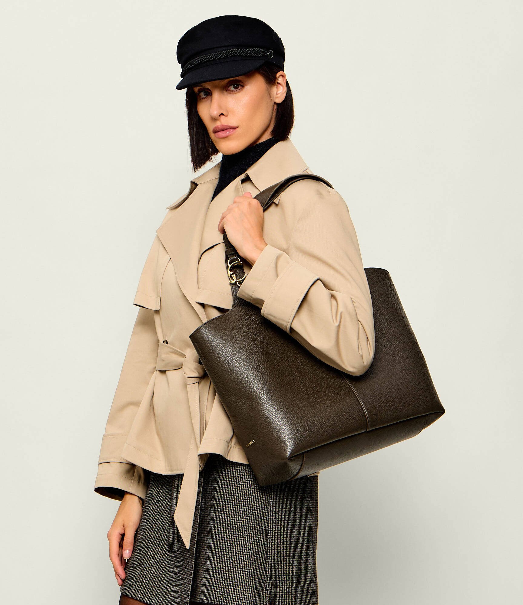 COCCINELLE De piele geantă shopper + borsetă C-Easy
