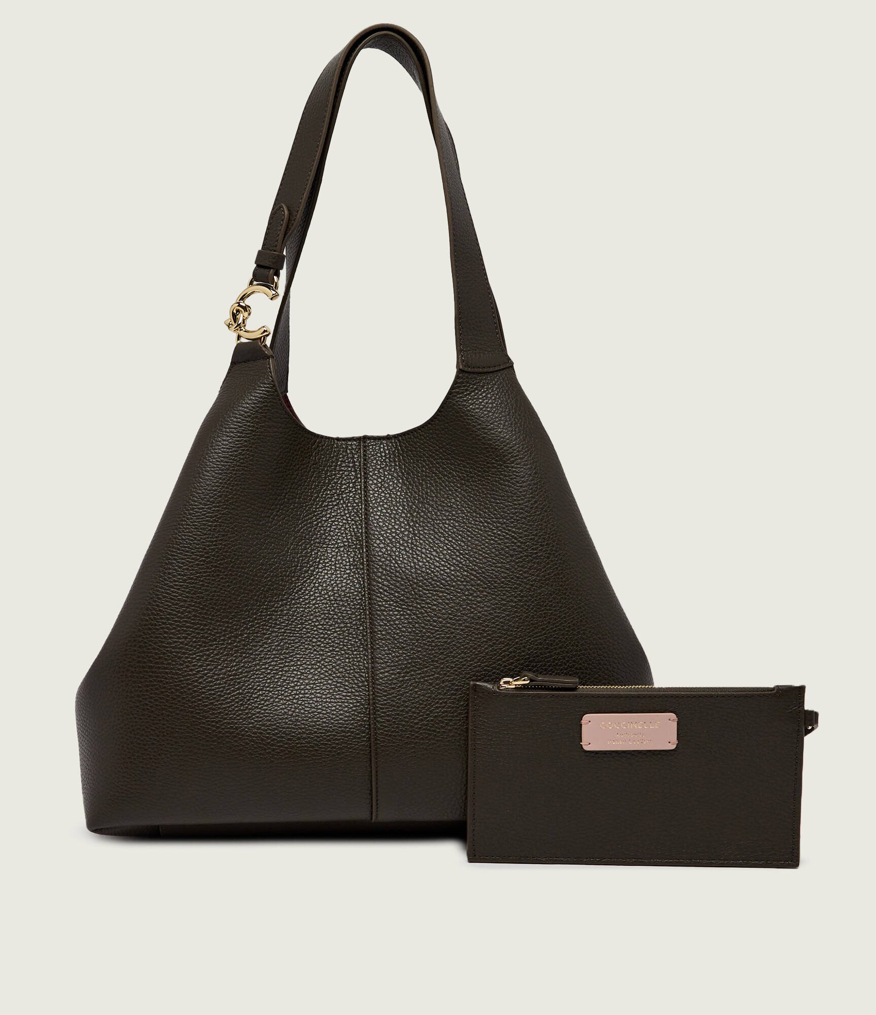 COCCINELLE De piele geantă shopper + borsetă C-Easy