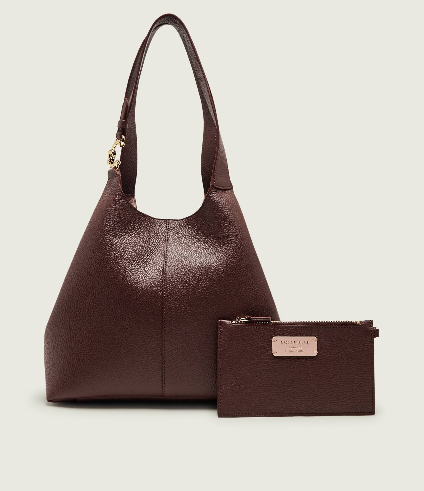 COCCINELLE De piele geantă shopper + borsetă C-Easy