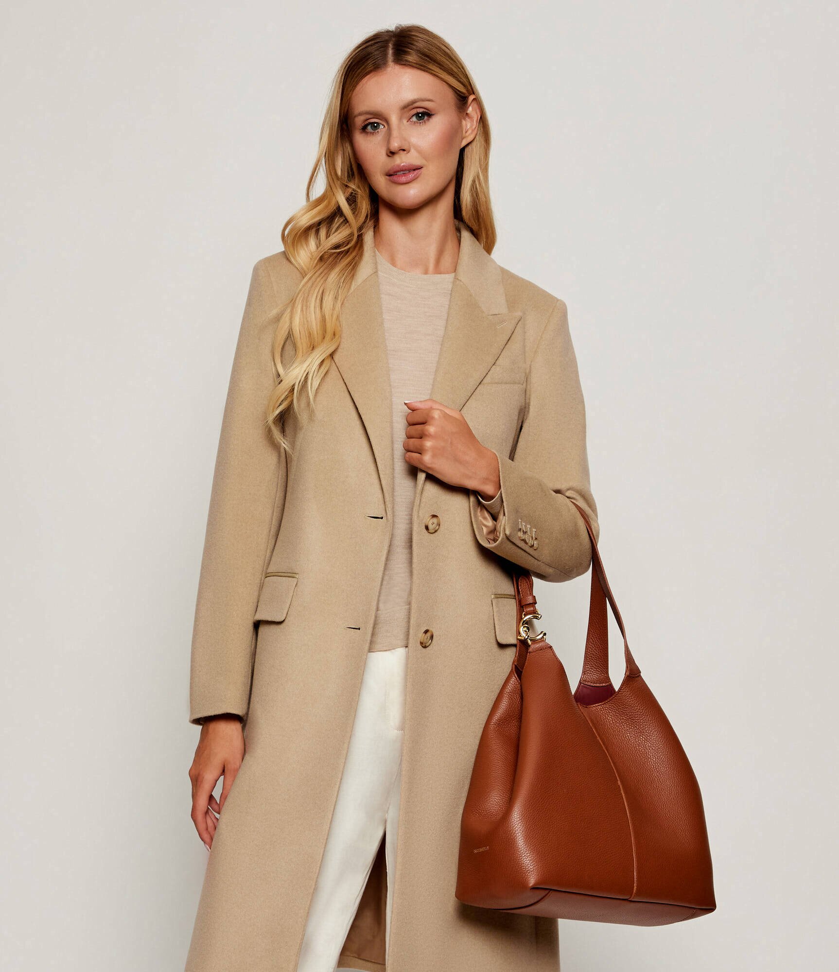 COCCINELLE De piele geantă shopper + borsetă C-EASY