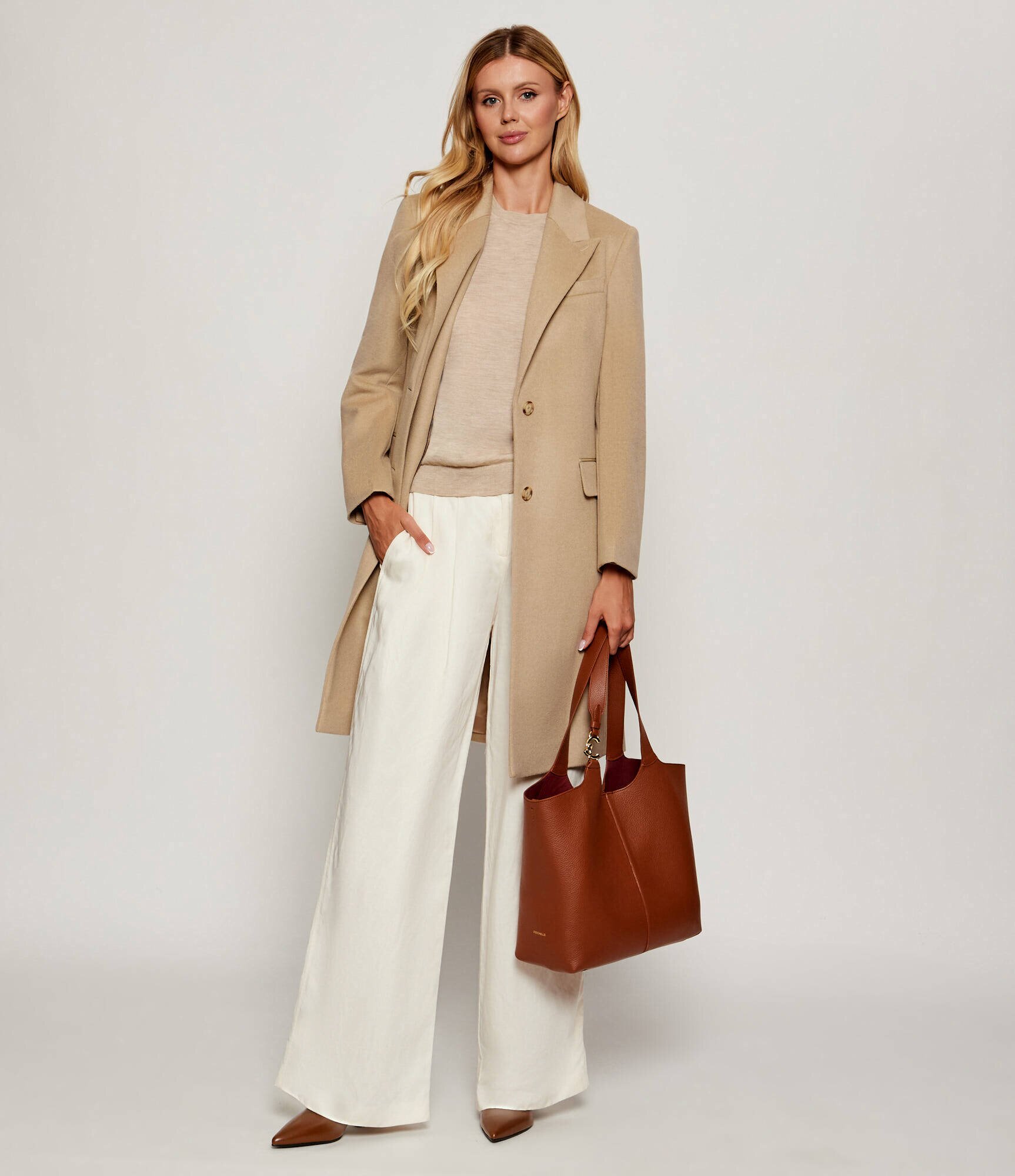 COCCINELLE De piele geantă shopper + borsetă C-EASY