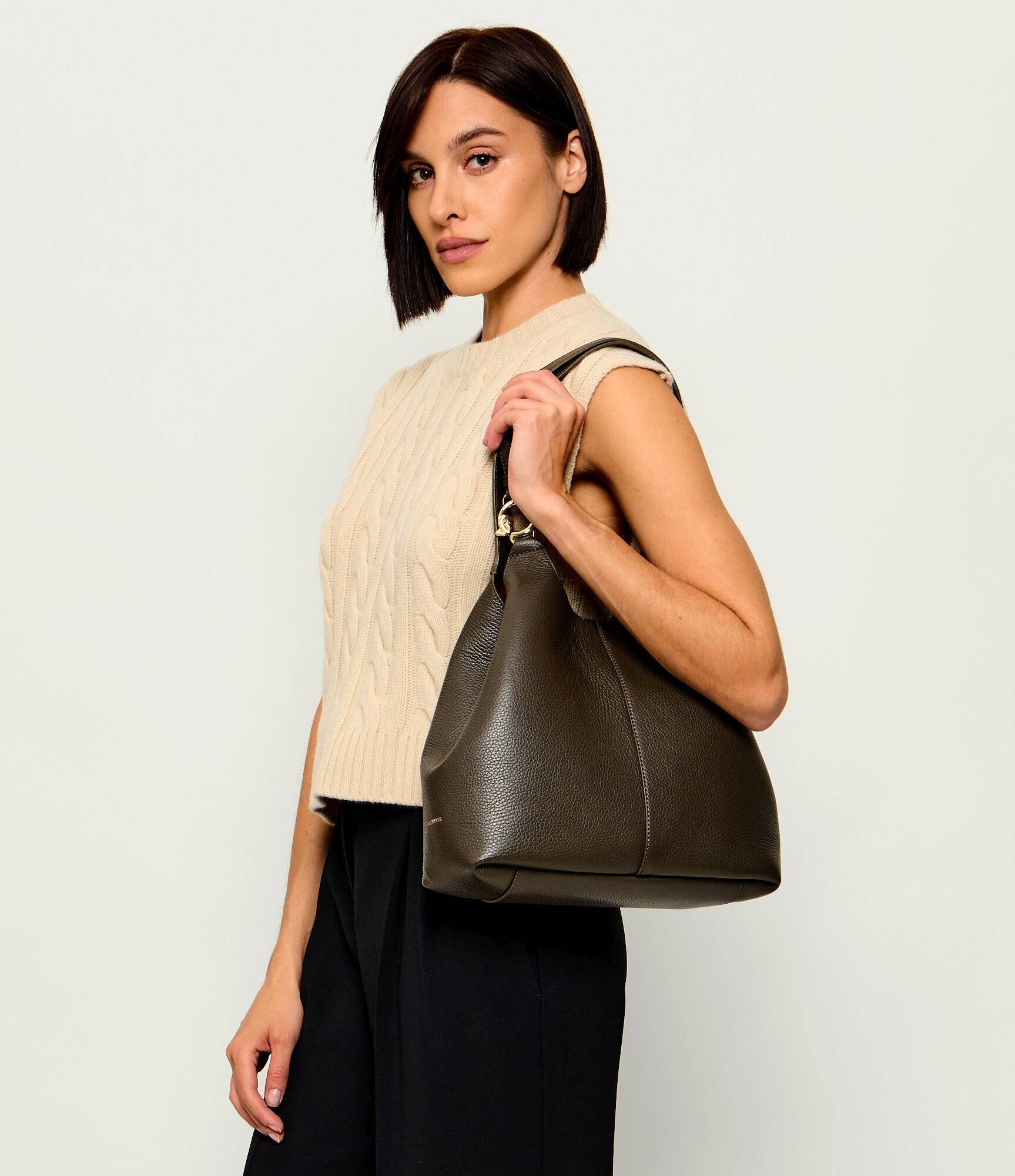 COCCINELLE De piele geantă shopper + borsetă C-Easy