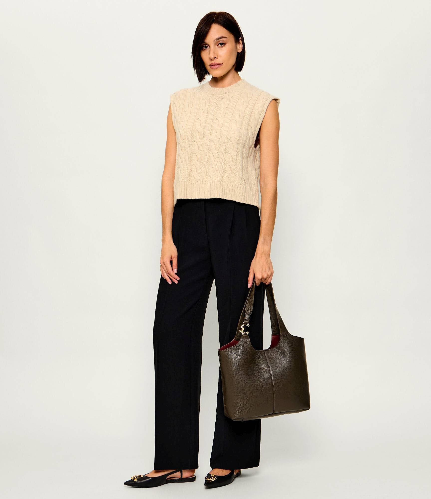 COCCINELLE De piele geantă shopper + borsetă C-Easy