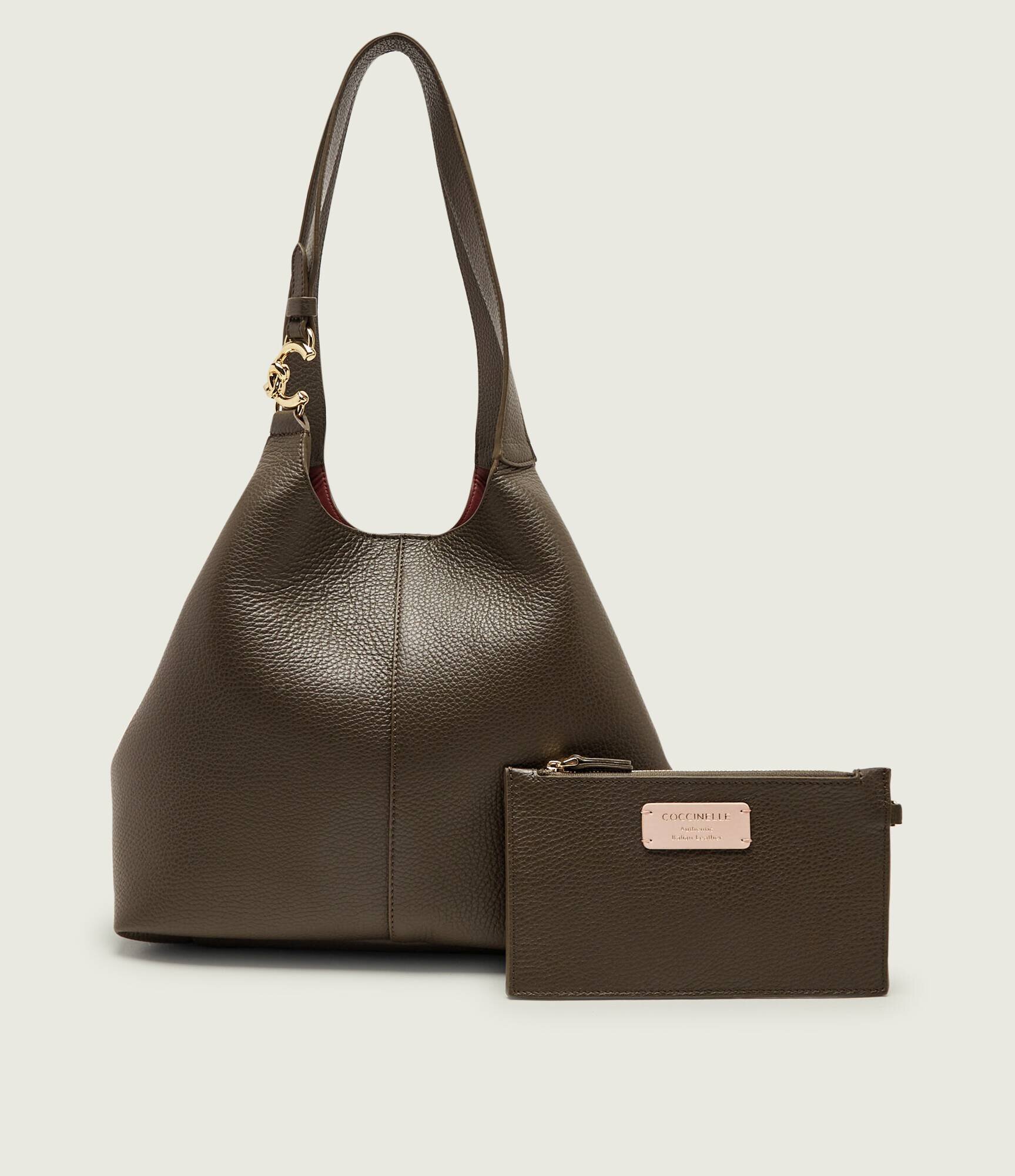 COCCINELLE De piele geantă shopper + borsetă C-Easy