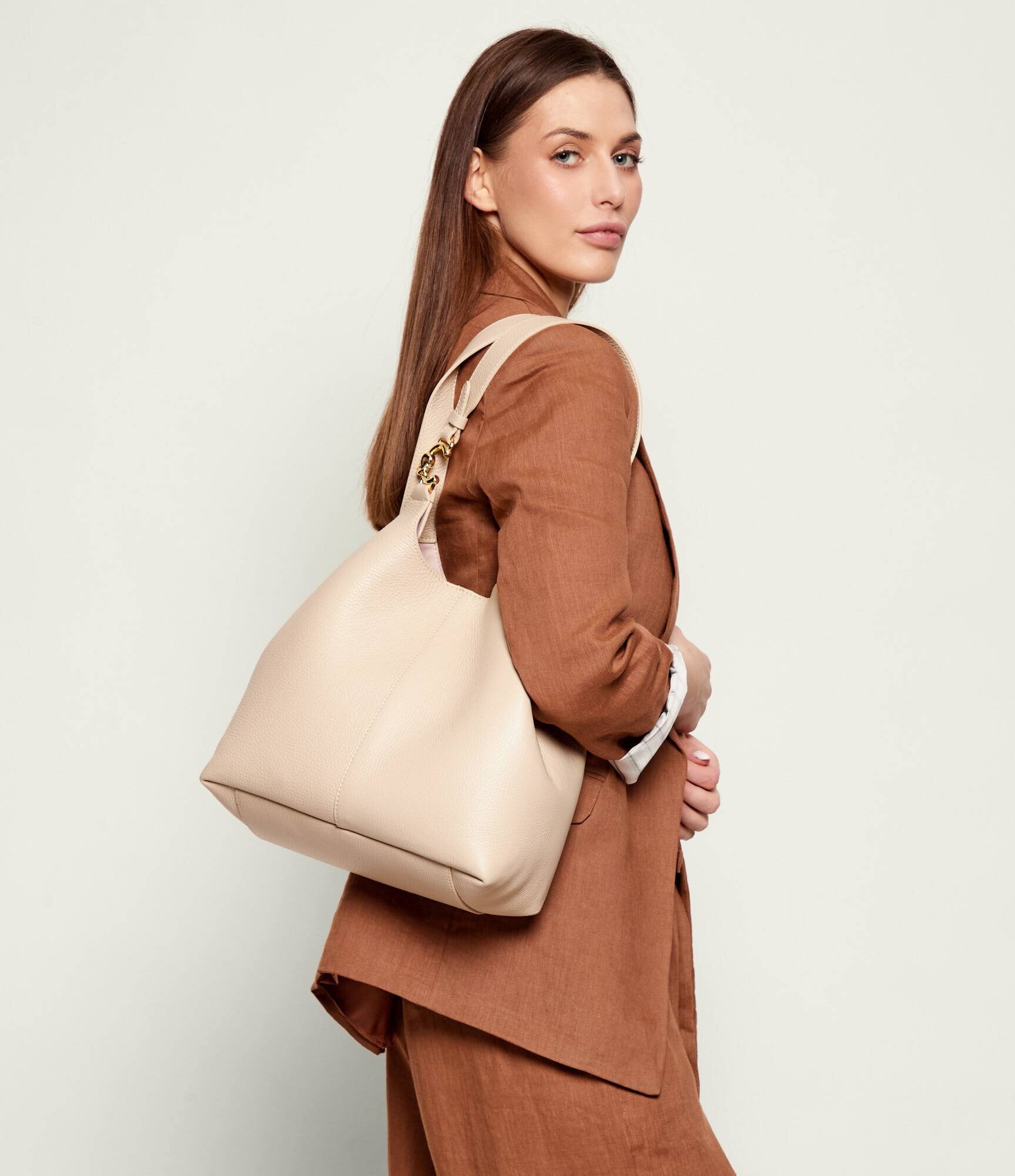 COCCINELLE De piele geantă shopper + borsetă C-Easy