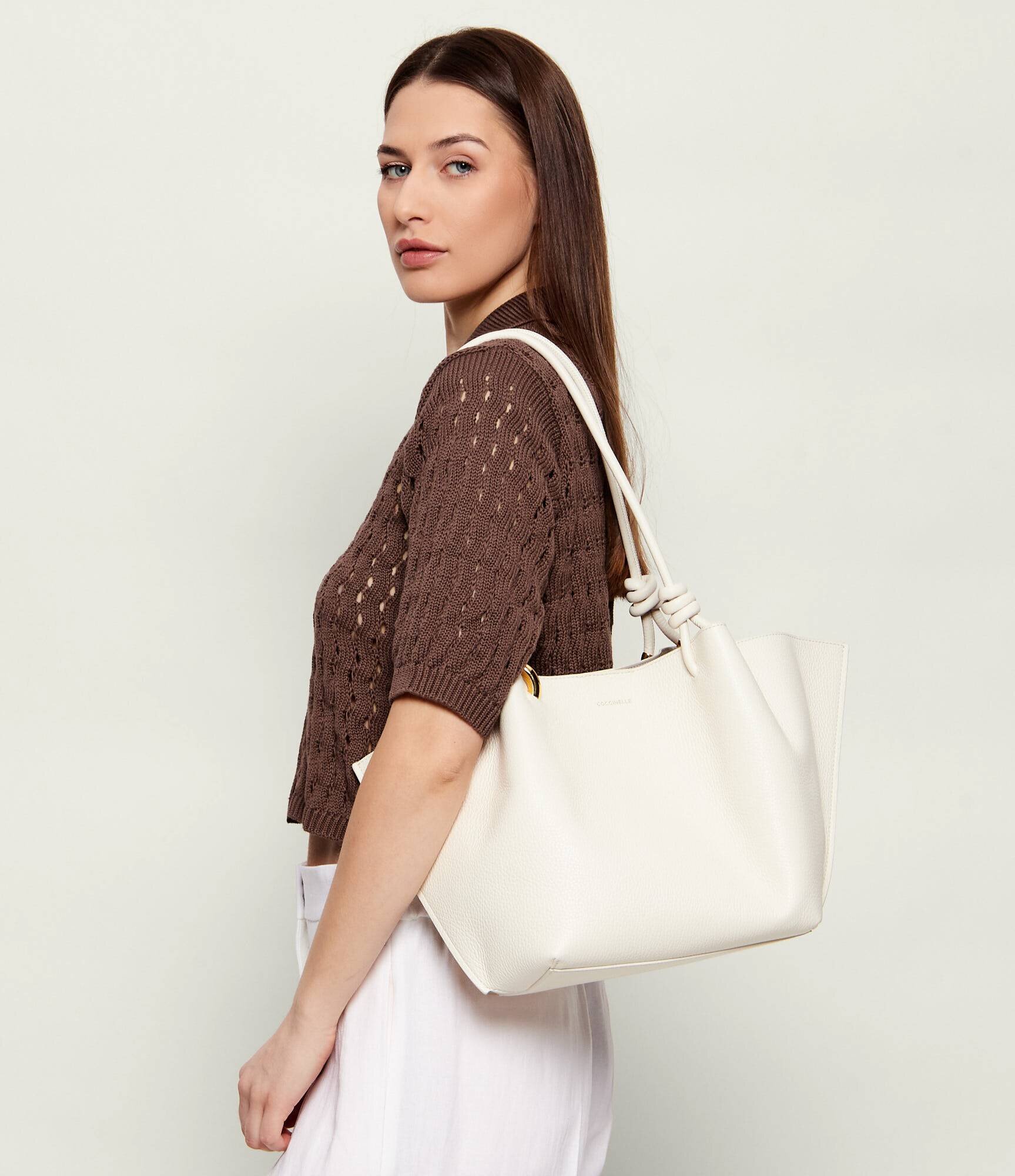 COCCINELLE De piele geantă shopper + borsetă FINN
