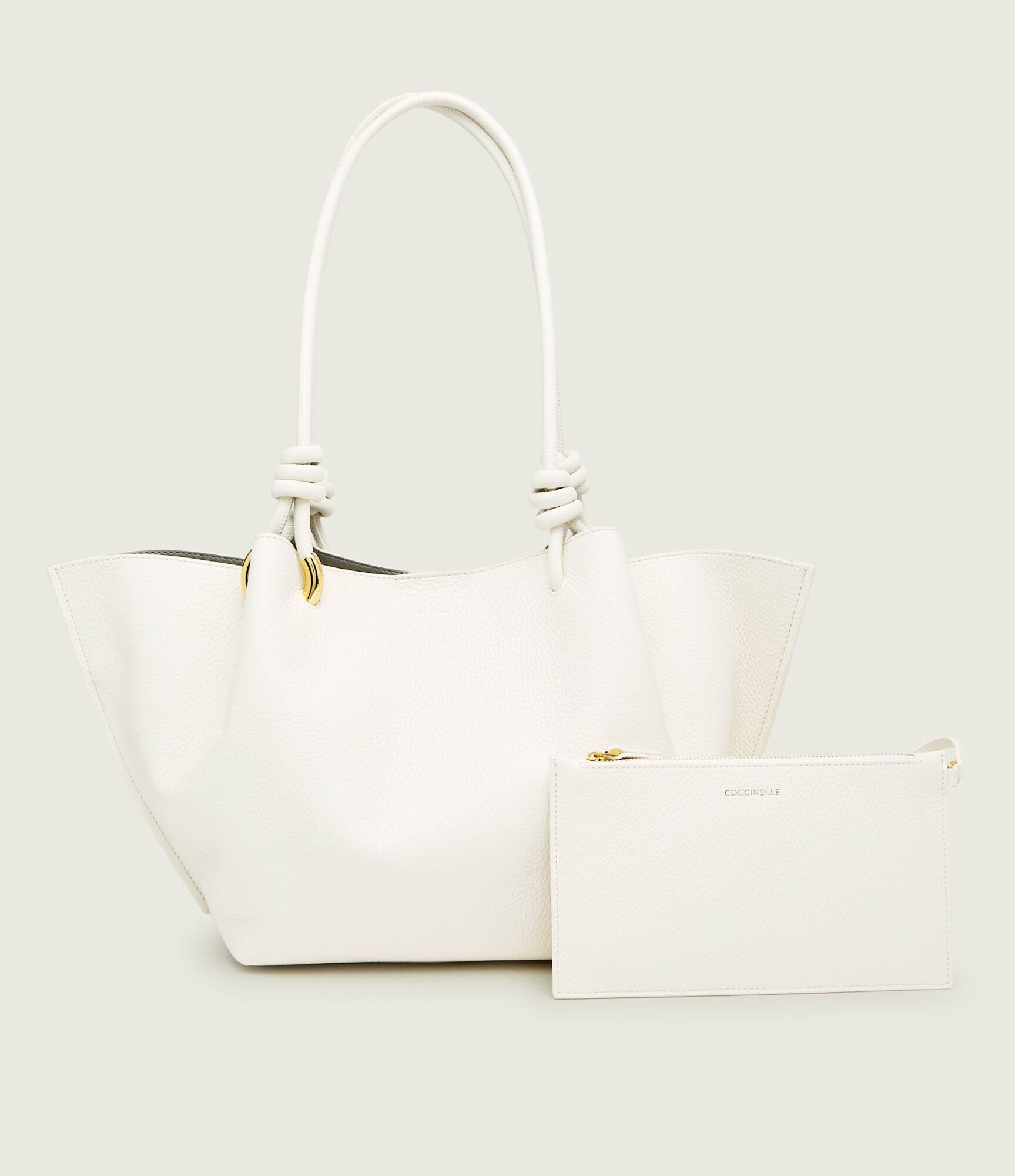 COCCINELLE De piele geantă shopper + borsetă FINN