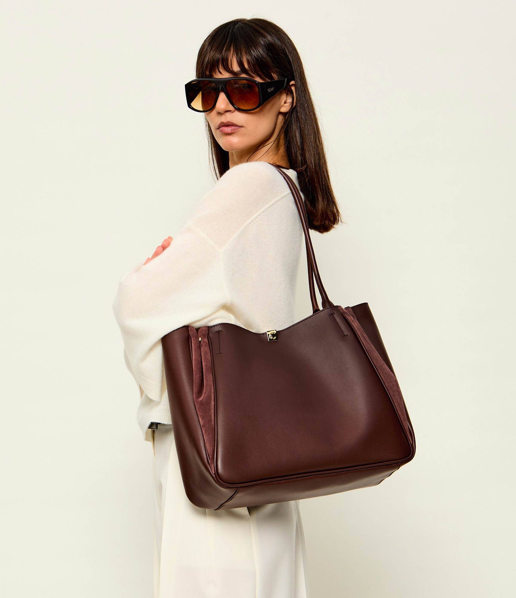 COCCINELLE De piele geantă shopper Pansy | piele întoarsă