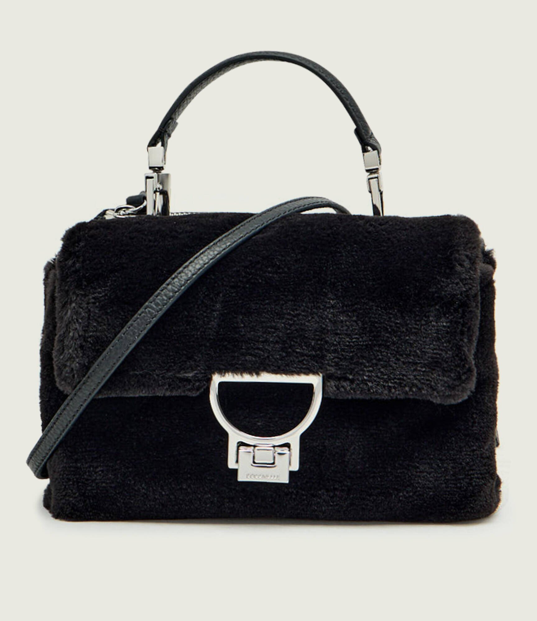 COCCINELLE Geantă pe umăr Arlettis | shearling cu adaos de piele