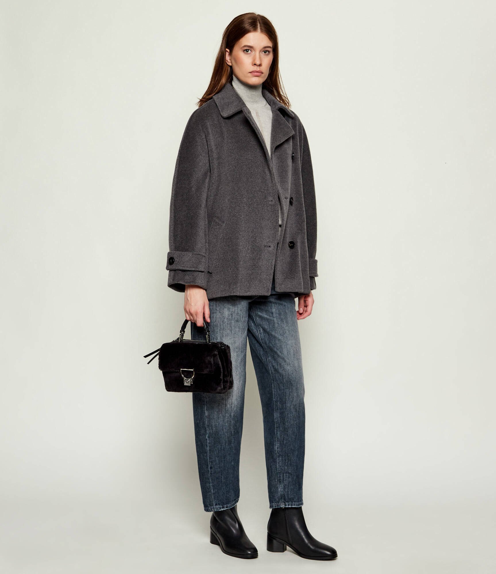 COCCINELLE Geantă pe umăr Arlettis | shearling cu adaos de piele