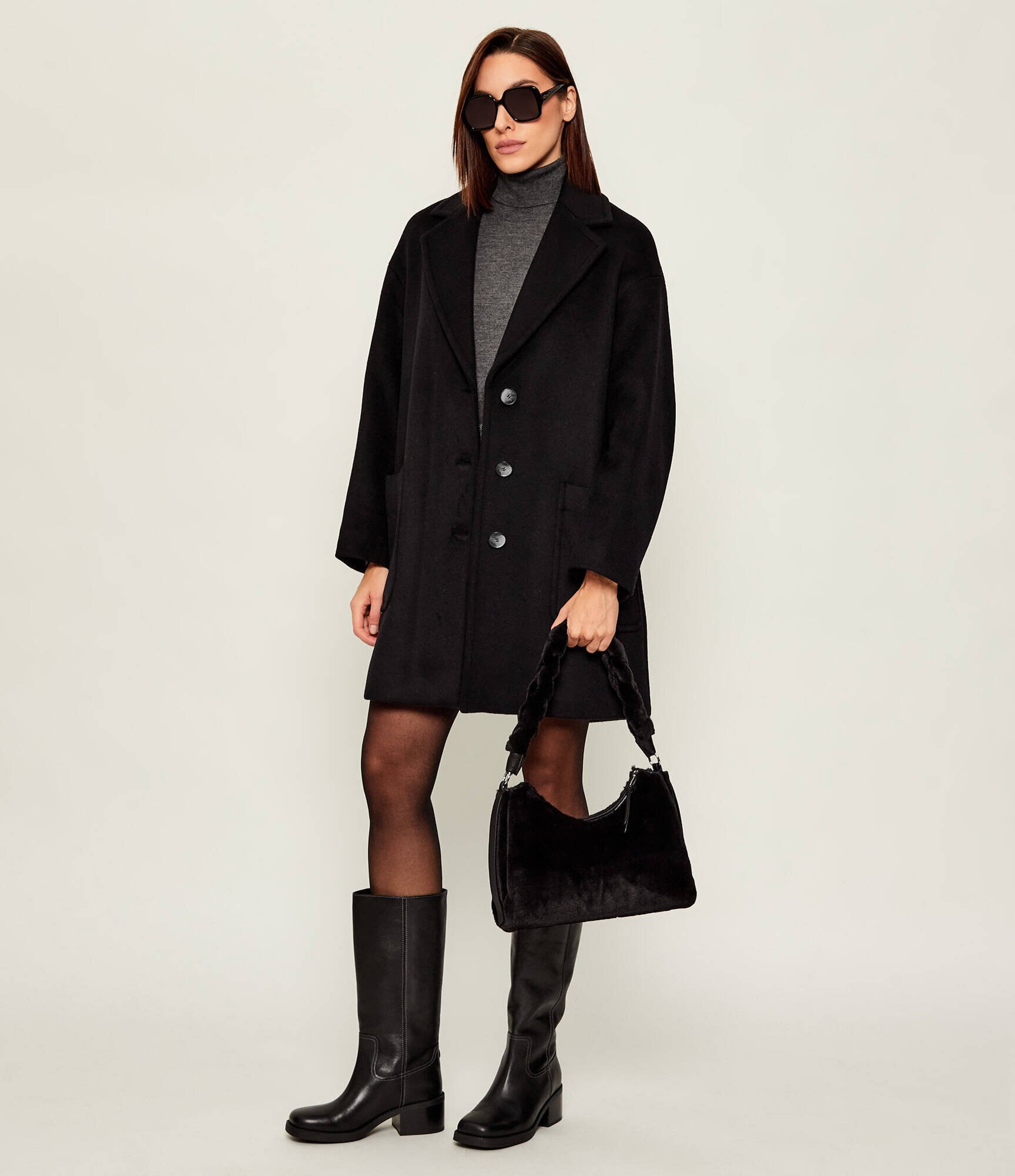 COCCINELLE Geantă pe umăr Boheme | shearling cu adaos de piele