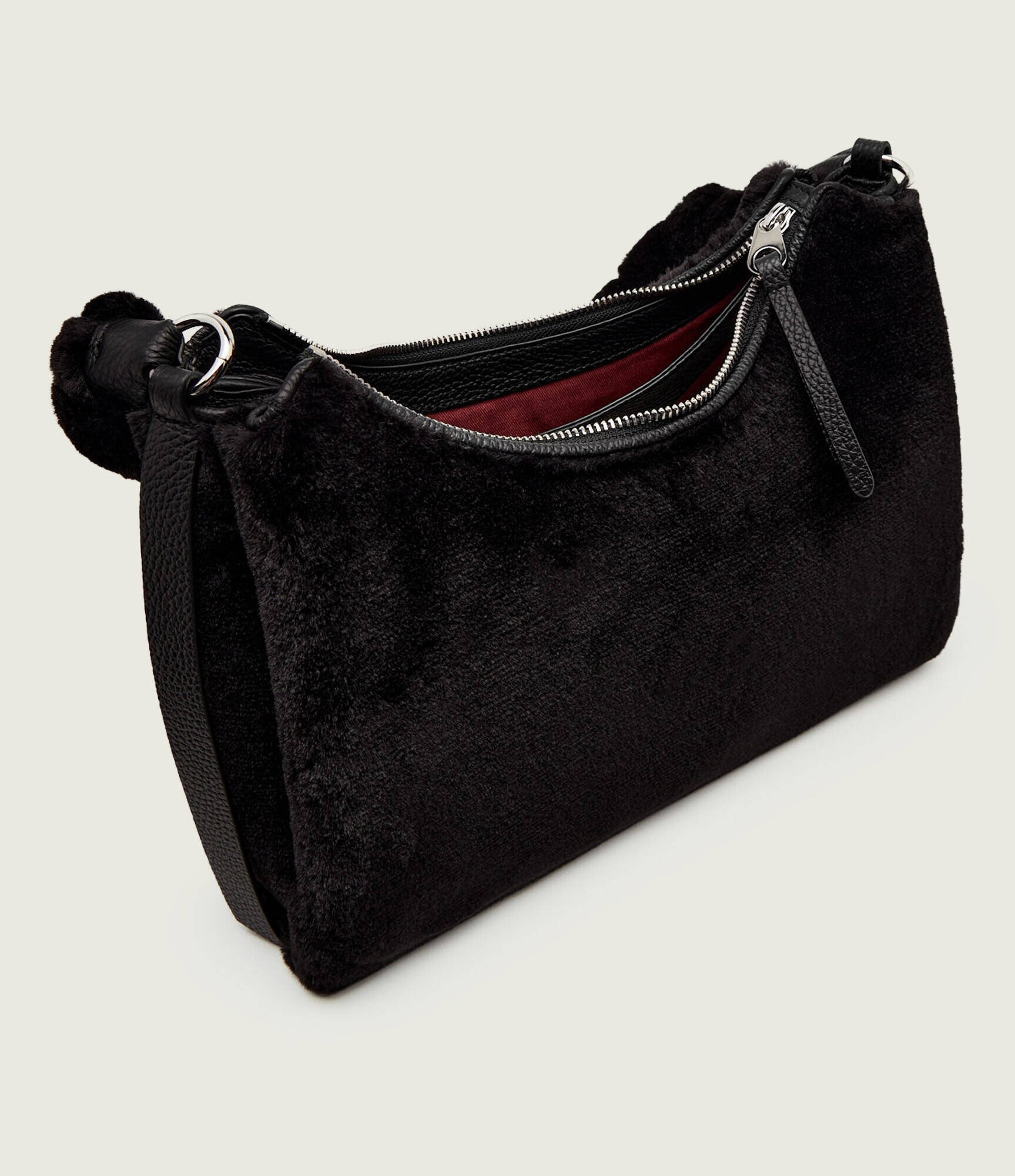 COCCINELLE Geantă pe umăr Boheme | shearling cu adaos de piele