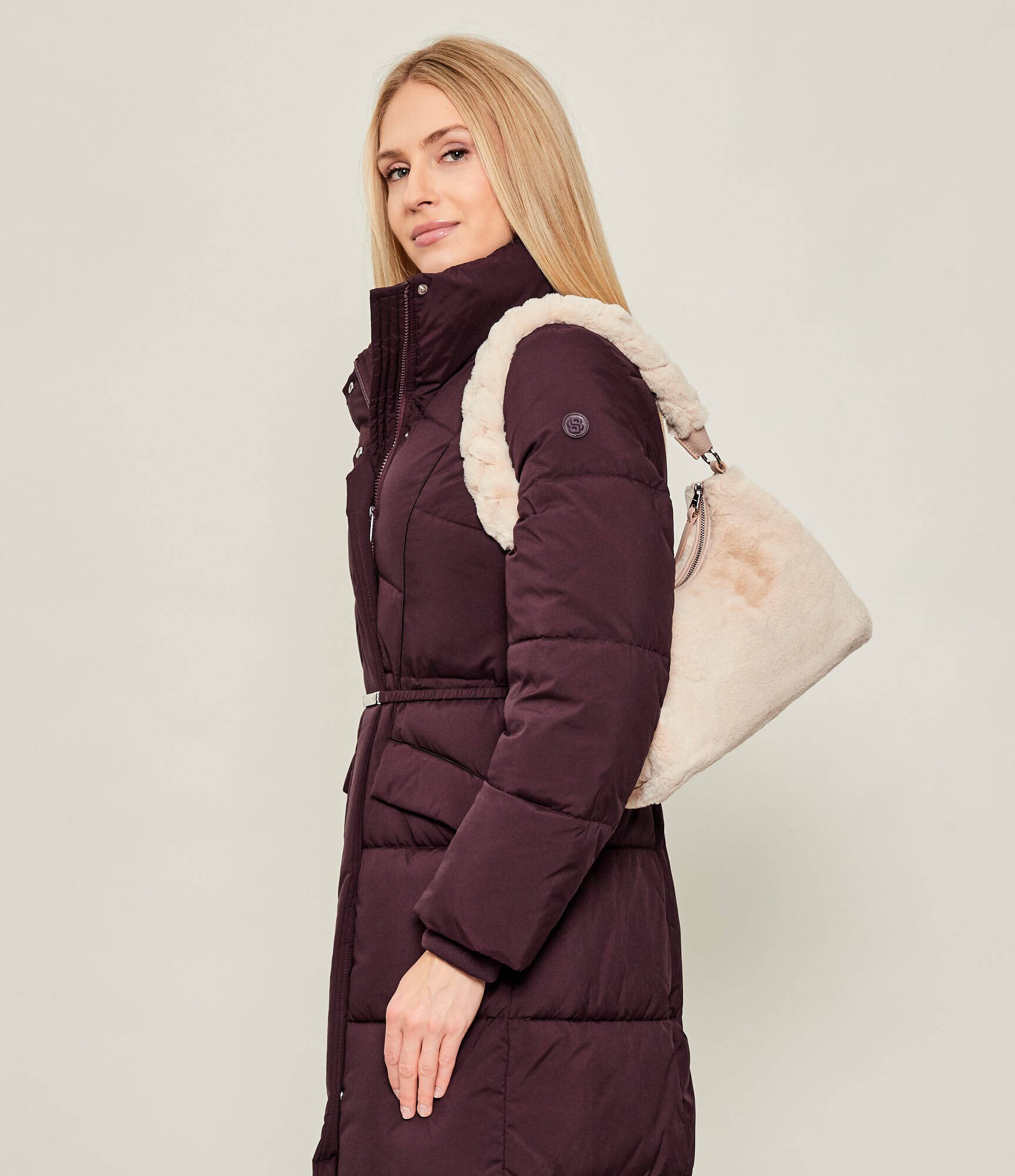 COCCINELLE Geantă pe umăr Boheme | shearling cu adaos de piele