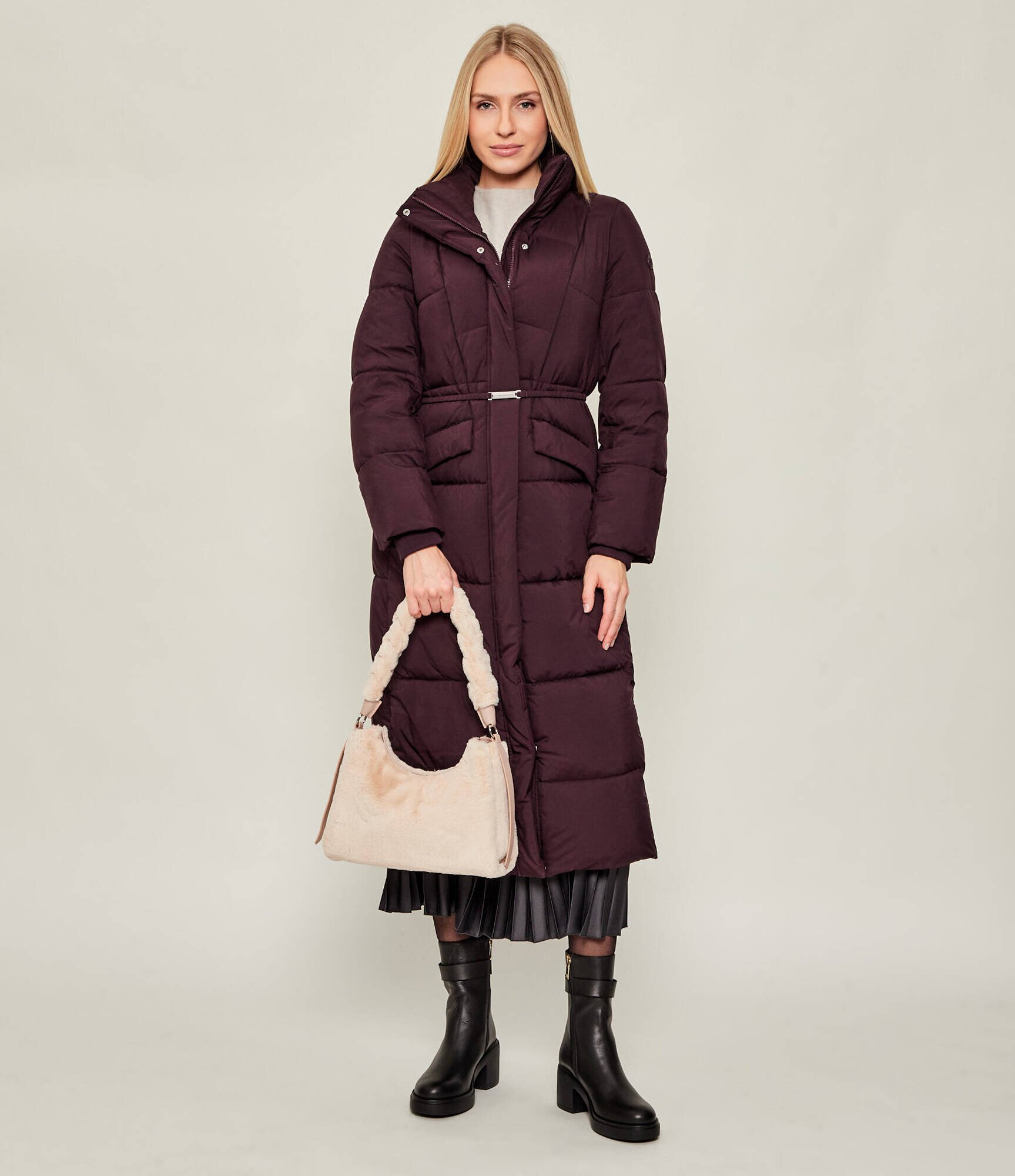 COCCINELLE Geantă pe umăr Boheme | shearling cu adaos de piele