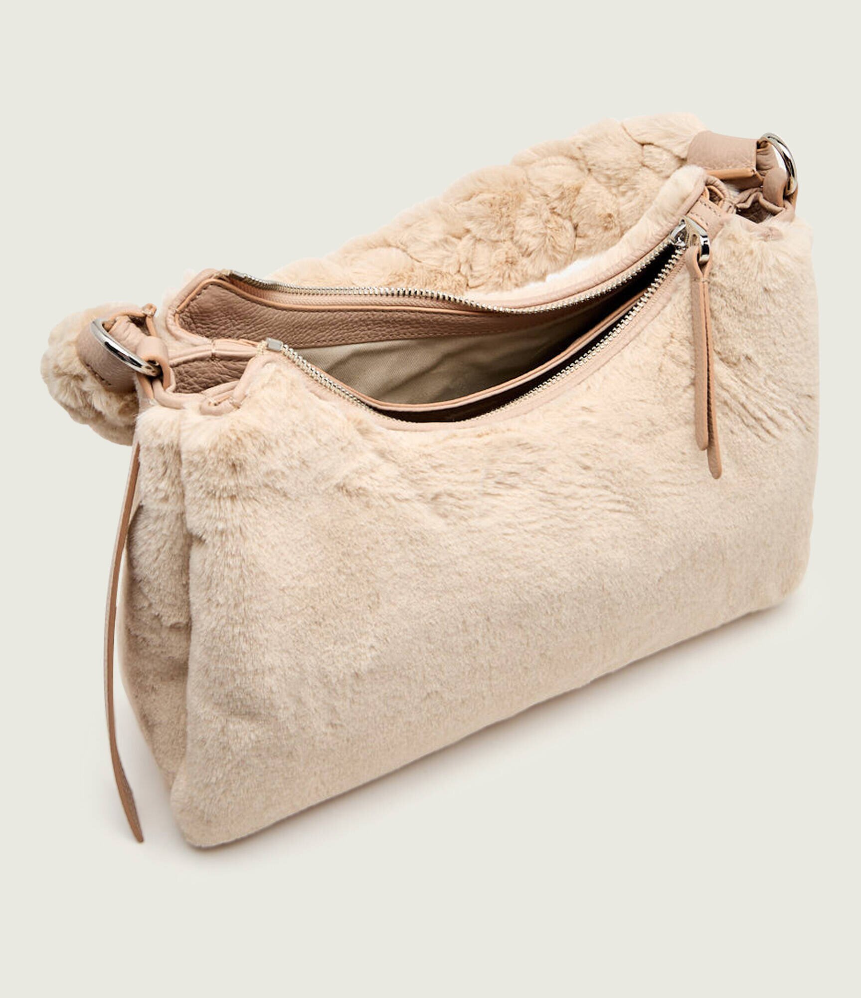 COCCINELLE Geantă pe umăr Boheme | shearling cu adaos de piele