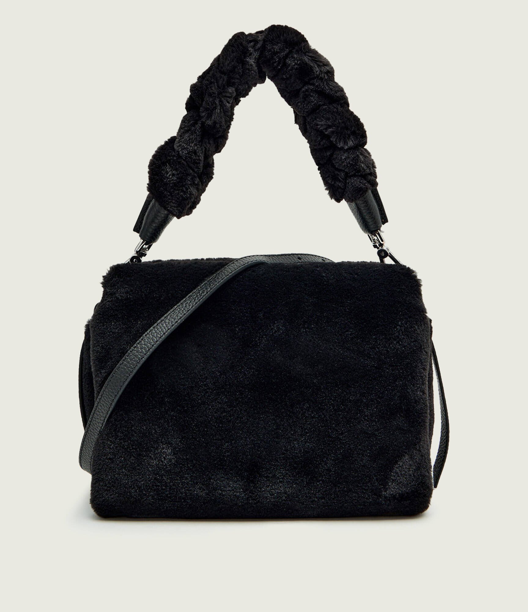 COCCINELLE Geantă pe umăr Boheme | shearling cu adaos de piele