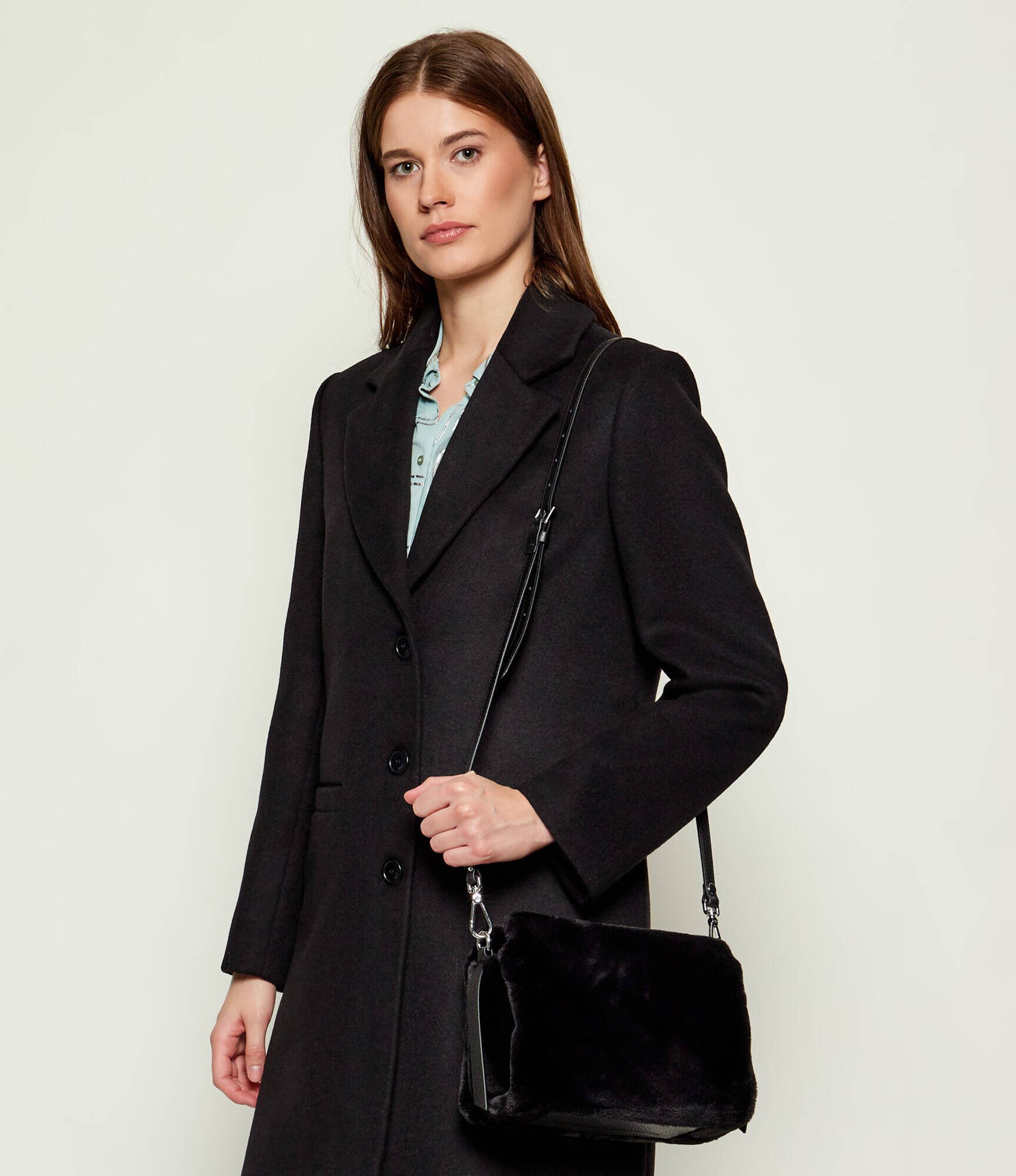 COCCINELLE Geantă pe umăr Boheme | shearling cu adaos de piele