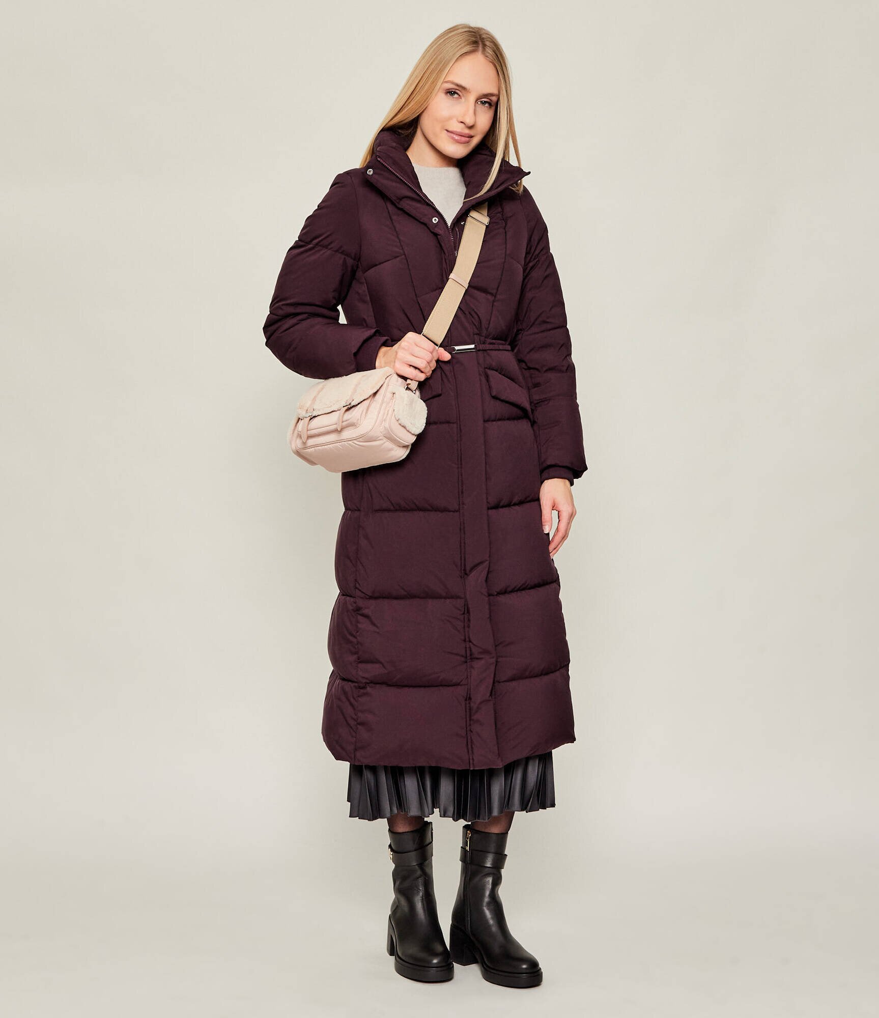 COCCINELLE Geantă pe umăr Campus | shearling cu adaos de piele