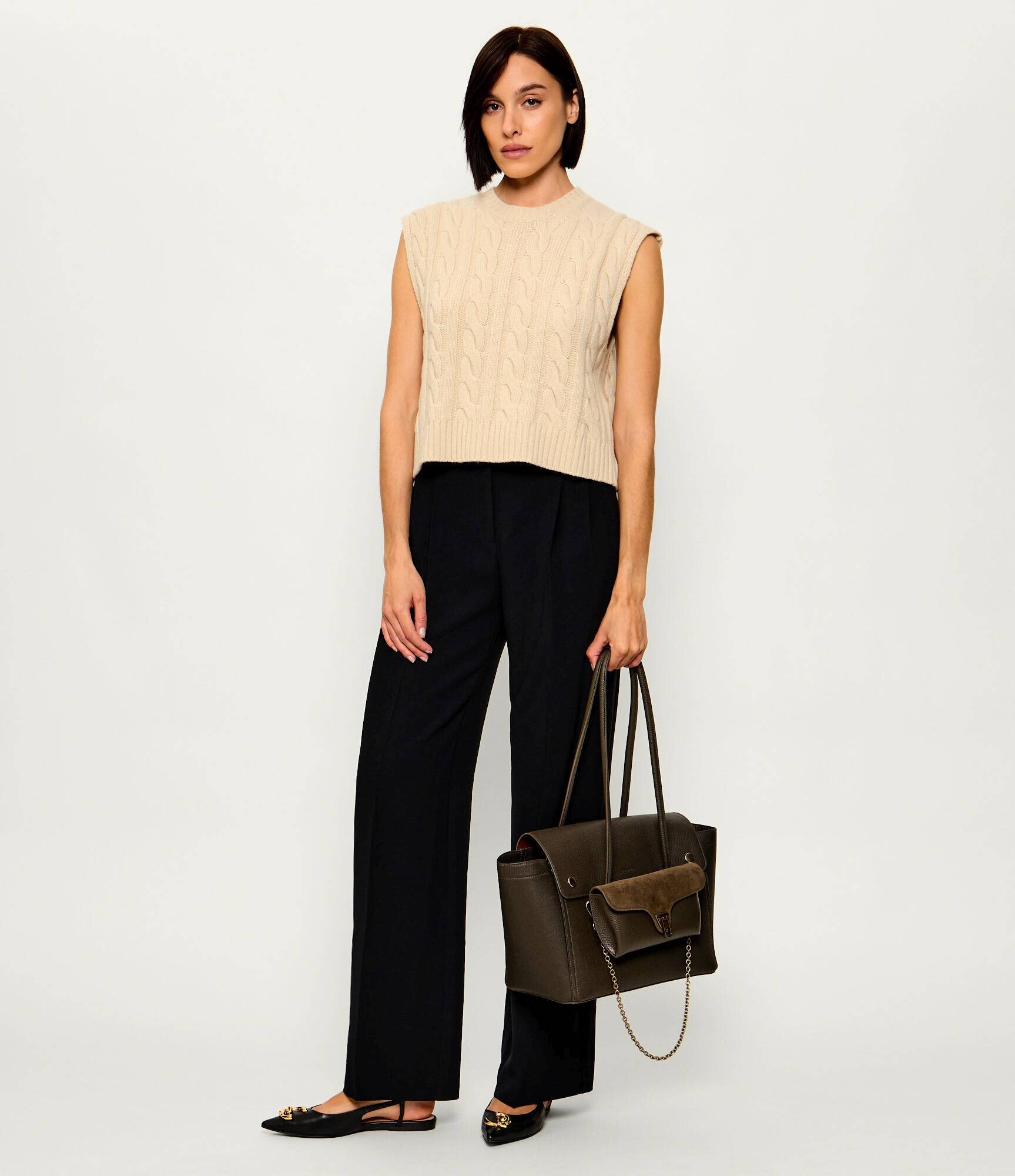 COCCINELLE Geantă shopper 3 în 1 Double Beat cu adaos de piele