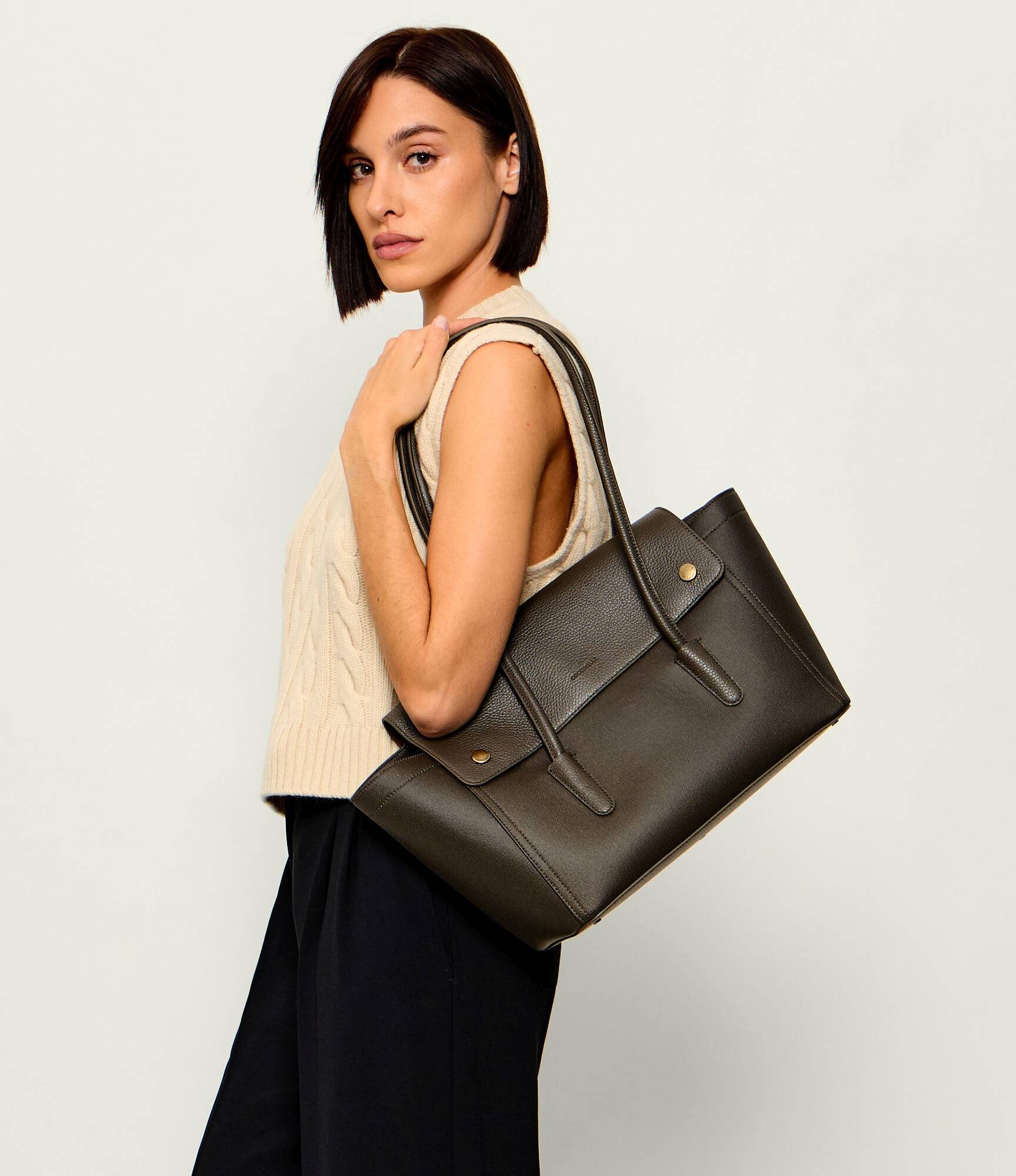 COCCINELLE Geantă shopper 3 în 1 Double Beat cu adaos de piele