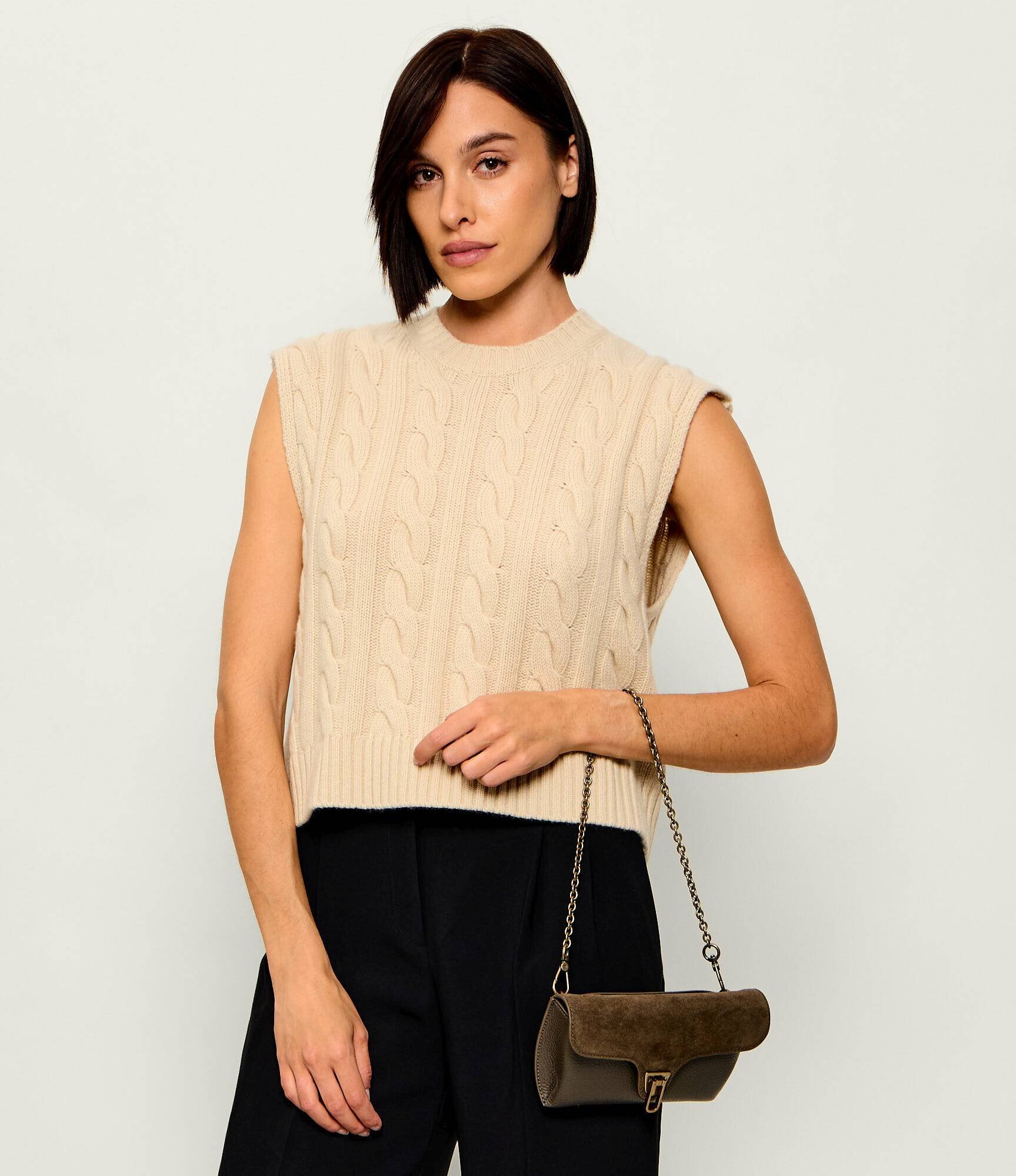 COCCINELLE Geantă shopper 3 în 1 Double Beat cu adaos de piele