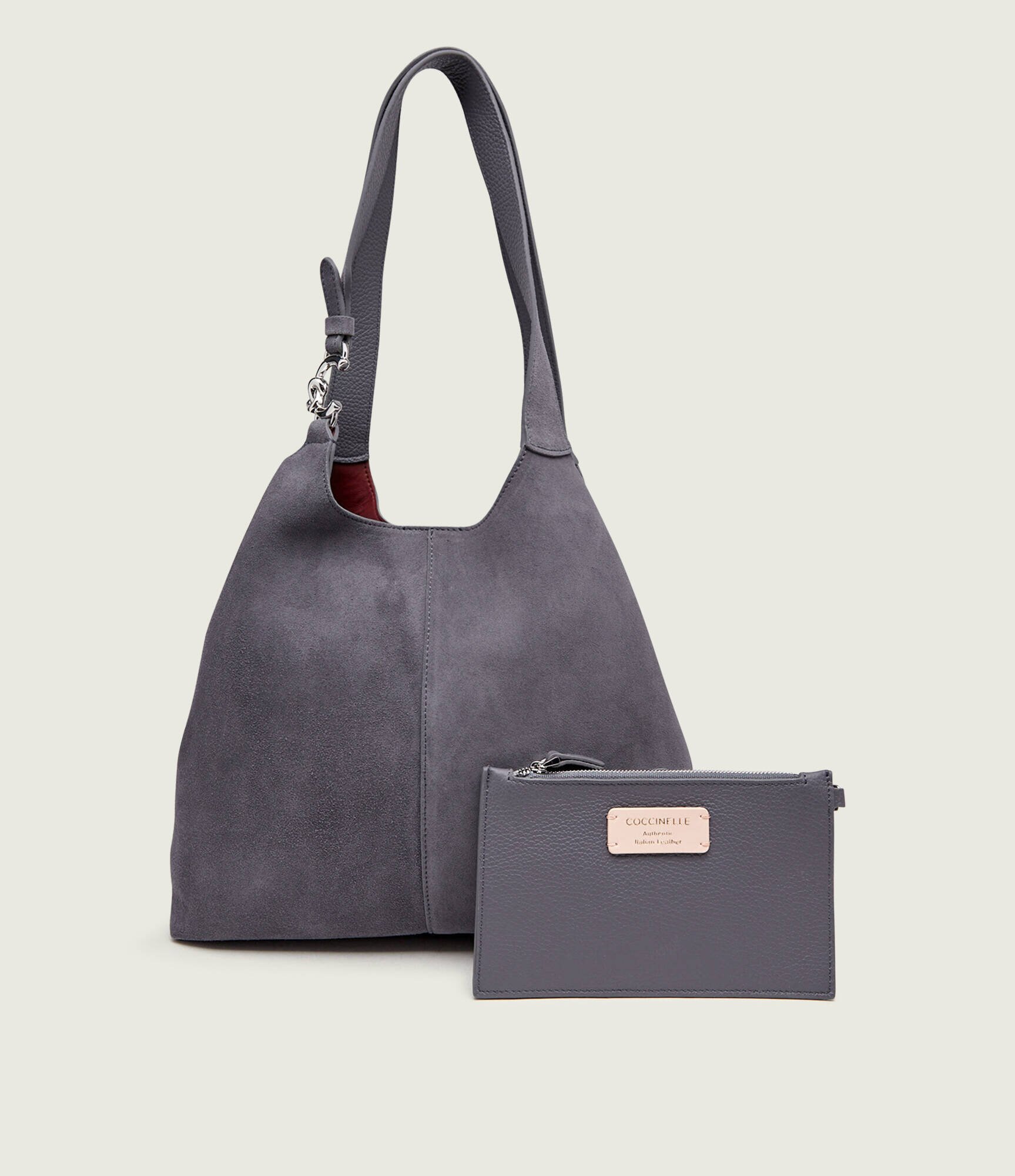 COCCINELLE Geantă shopper + borsetă C-Easy | piele întoarsă