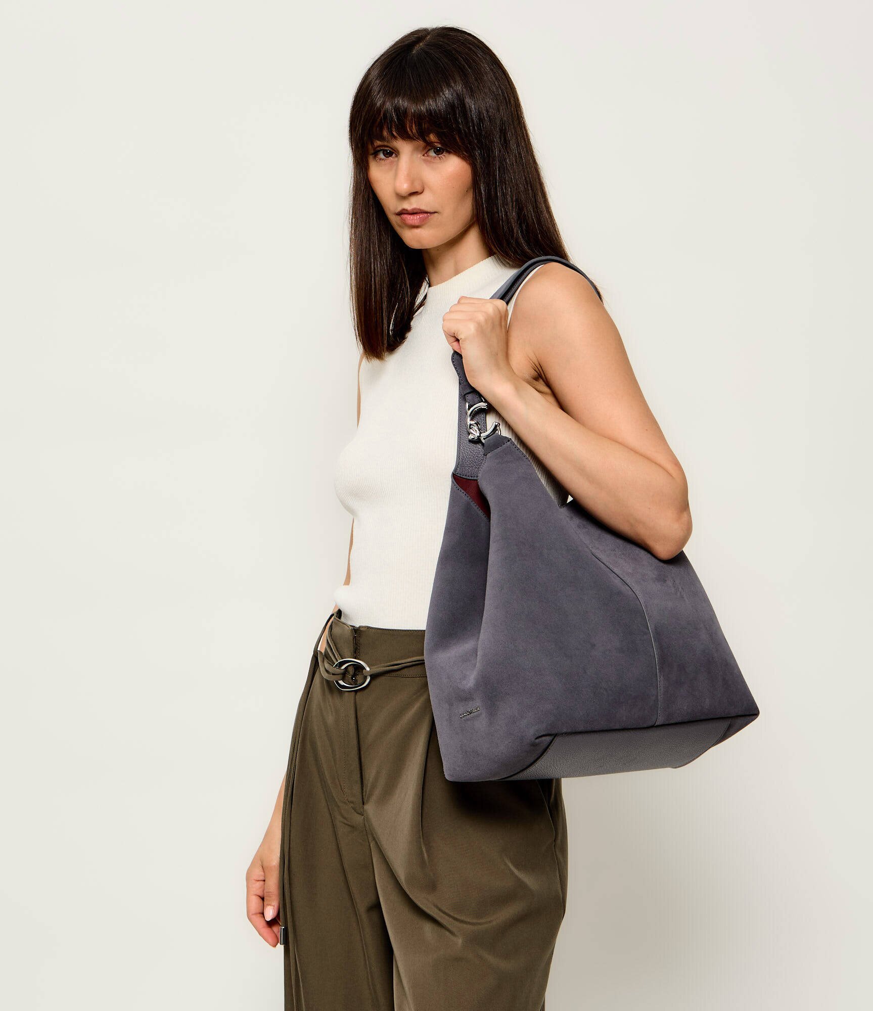 COCCINELLE Geantă shopper + borsetă C-Easy | piele întoarsă