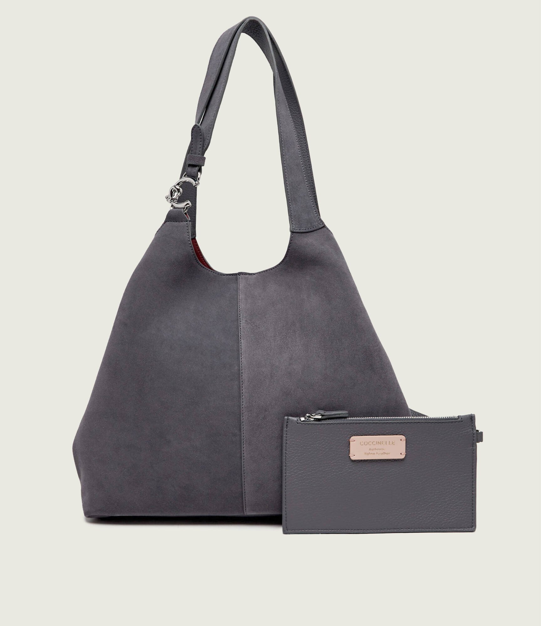 COCCINELLE Geantă shopper + borsetă C-Easy | piele întoarsă