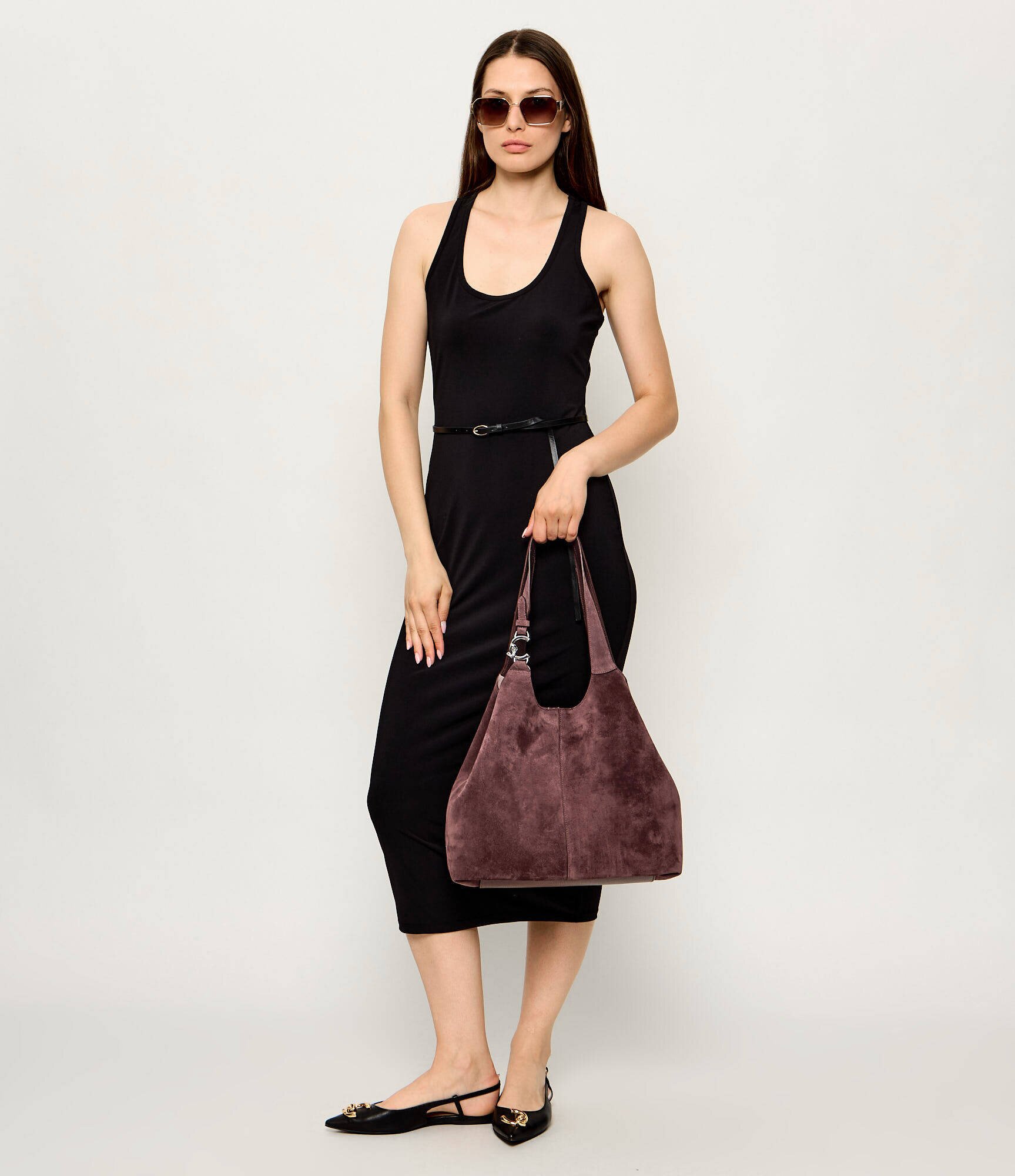 COCCINELLE Geantă shopper + borsetă C-Easy | piele întoarsă