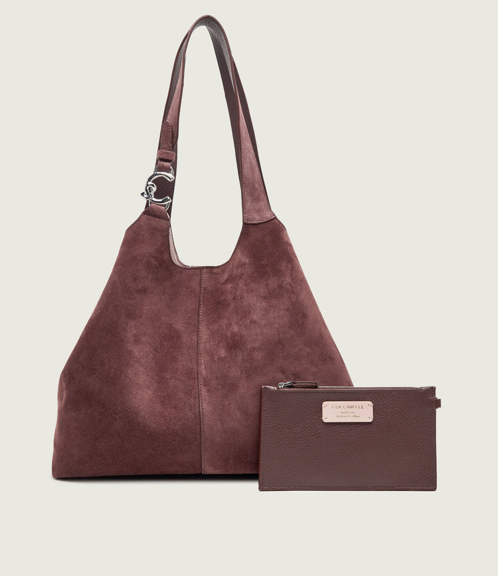 COCCINELLE Geantă shopper + borsetă C-Easy | piele întoarsă