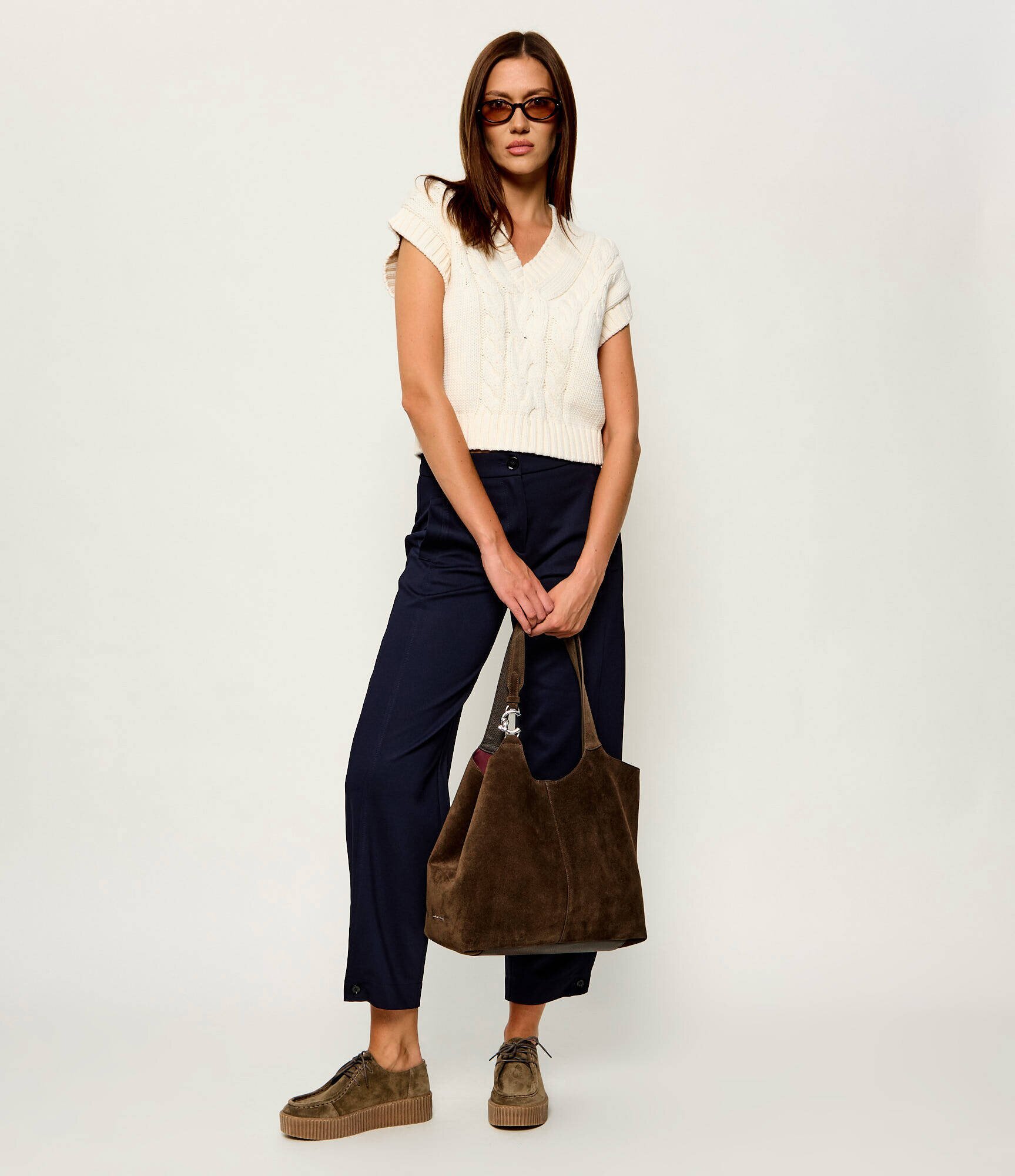 COCCINELLE Geantă shopper + borsetă C-Easy | piele întoarsă