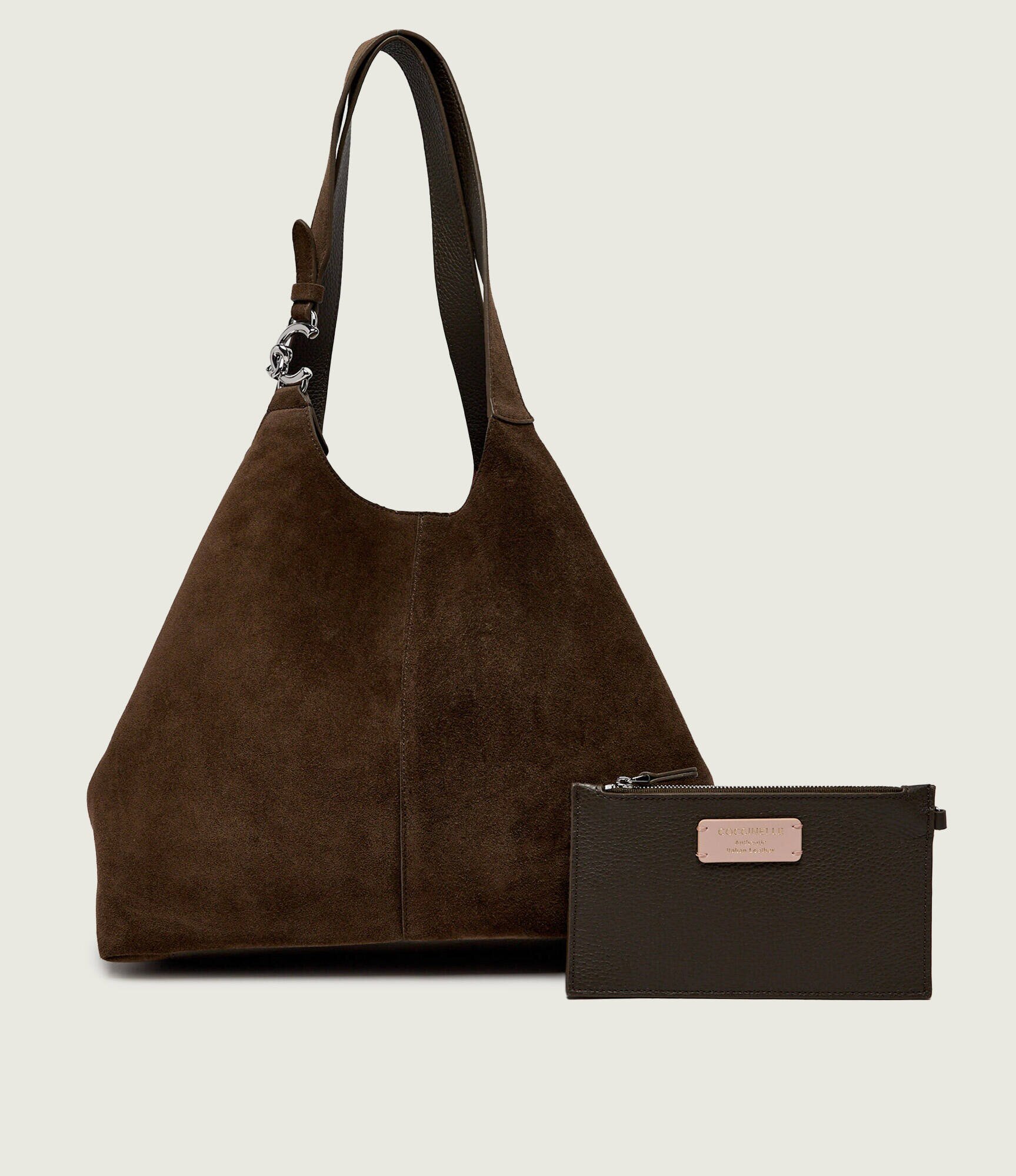 COCCINELLE Geantă shopper + borsetă C-Easy | piele întoarsă