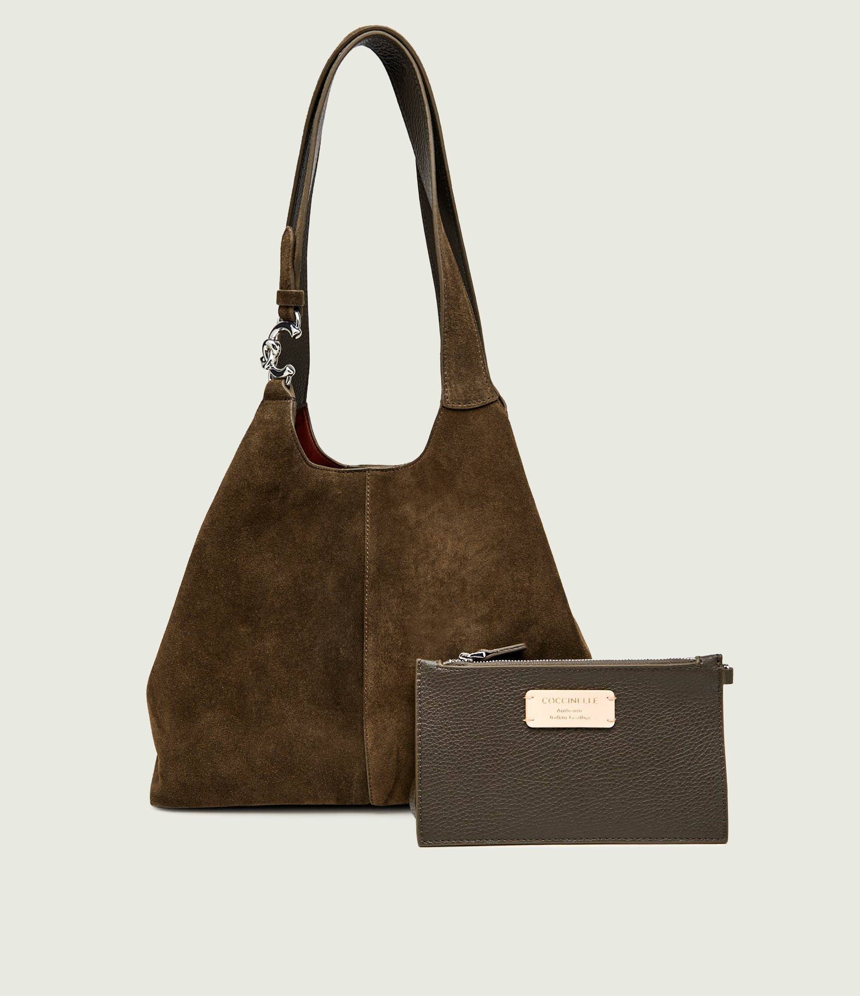 COCCINELLE Geantă shopper + borsetă C-Easy | piele întoarsă