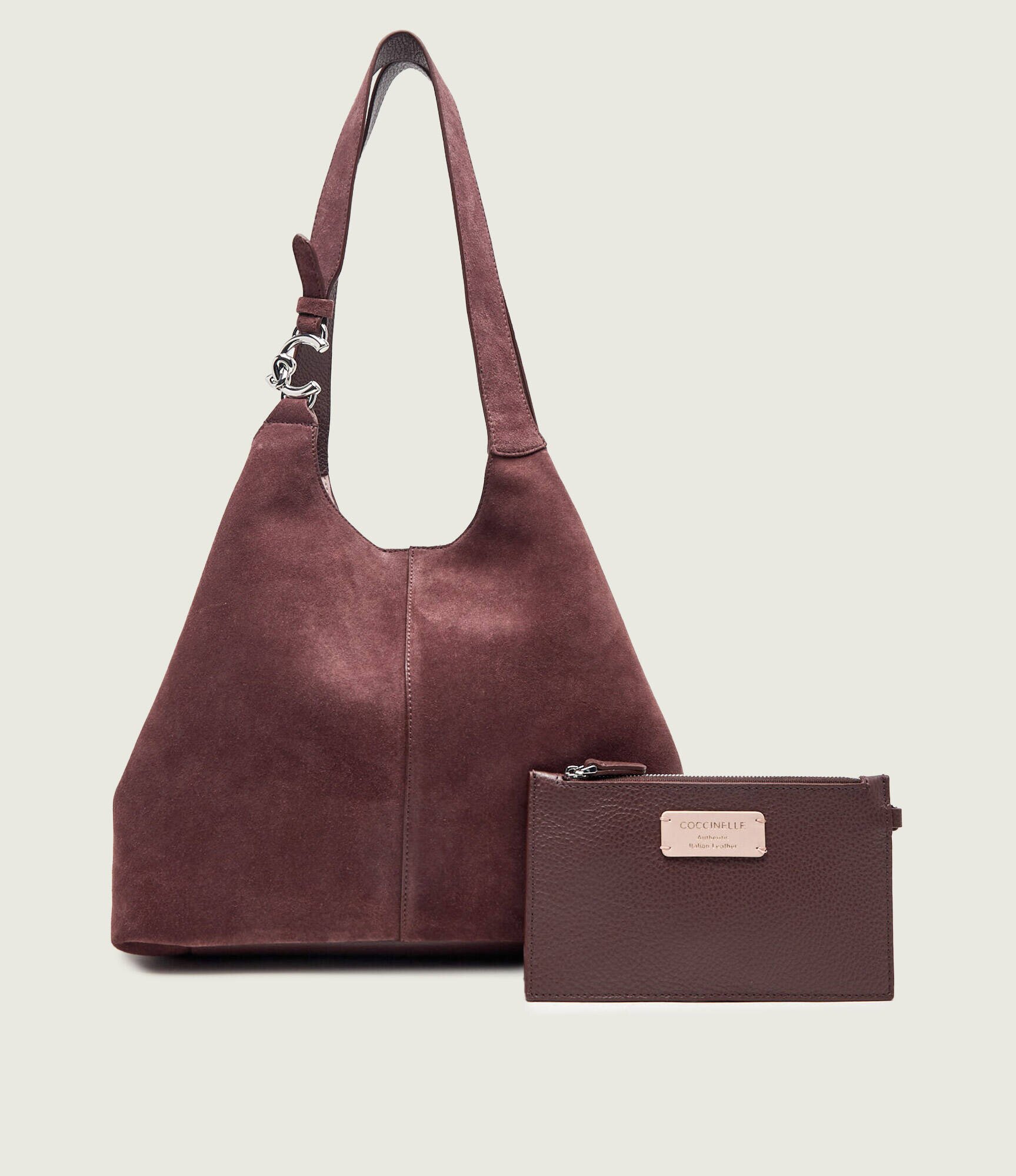 COCCINELLE Geantă shopper + borsetă C-Easy | piele întoarsă