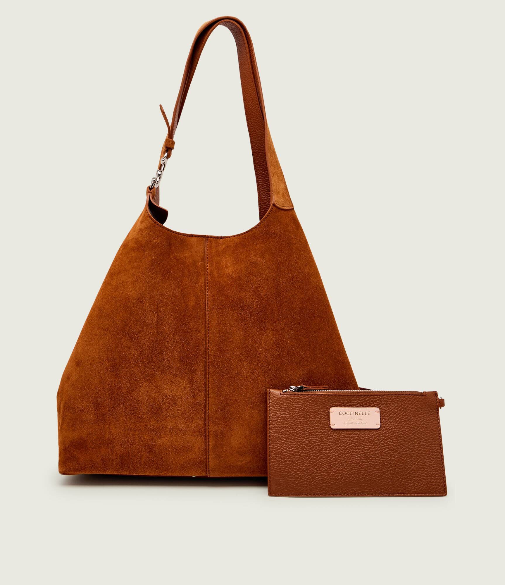 COCCINELLE Geantă shopper + borsetă C-Easy | piele întoarsă