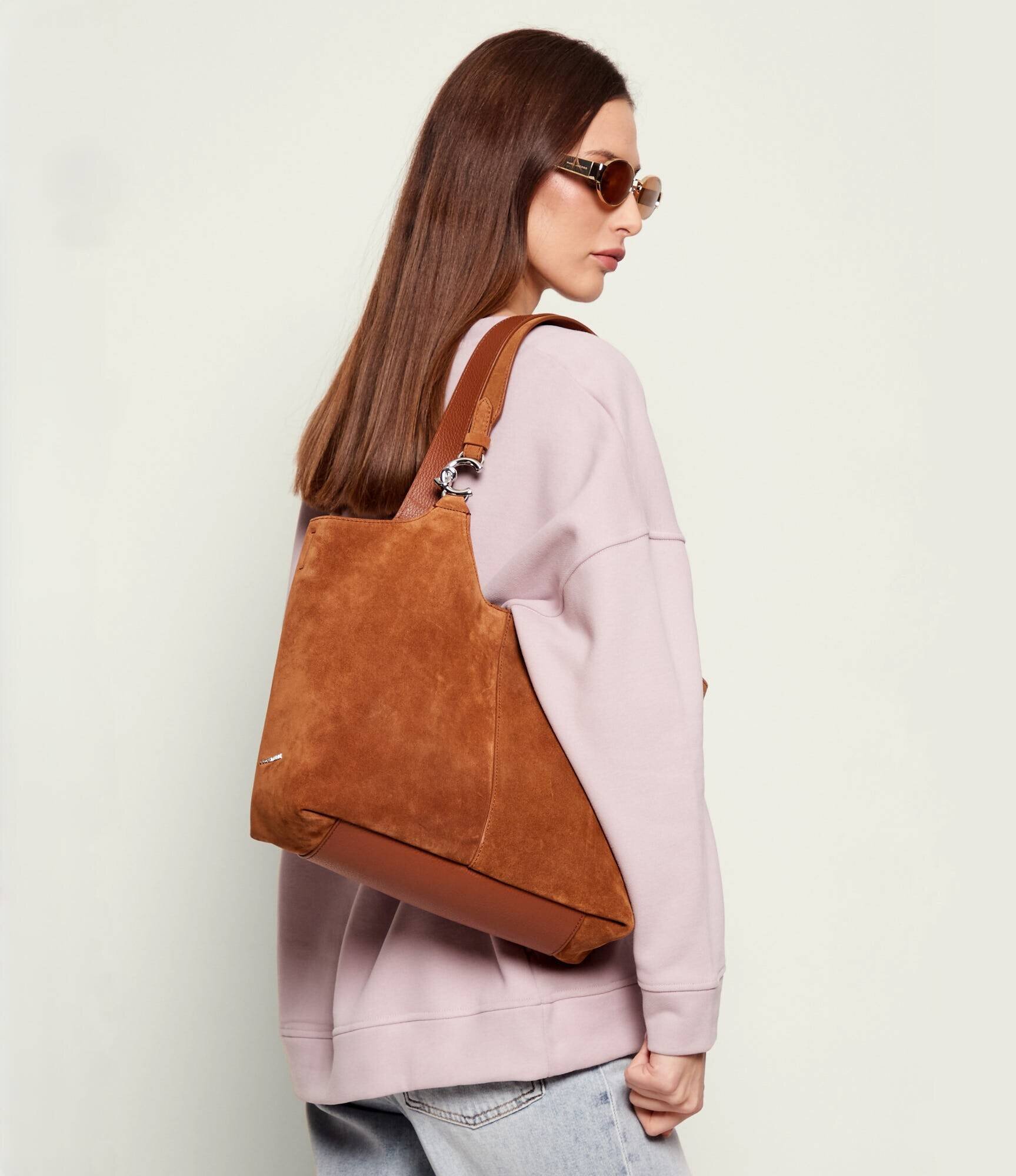 COCCINELLE Geantă shopper + borsetă C-Eeasy | piele întoarsă