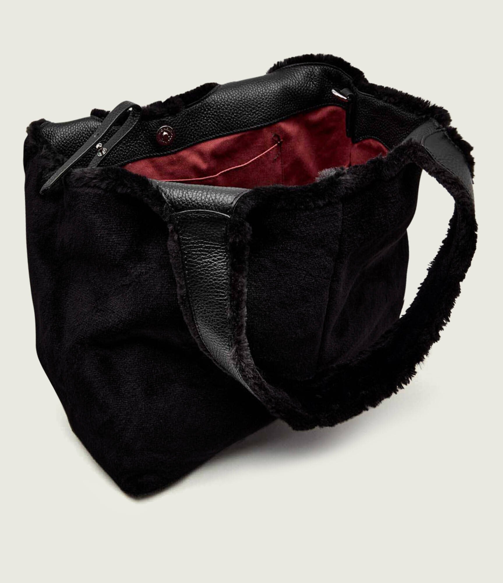 COCCINELLE Geantă shopper C-Easy | shearling cu adaos de piele