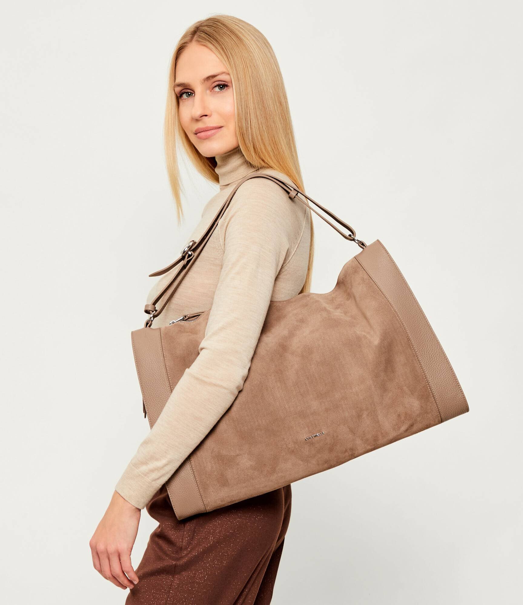 COCCINELLE Geantă shopper Elinor | piele întoarsă