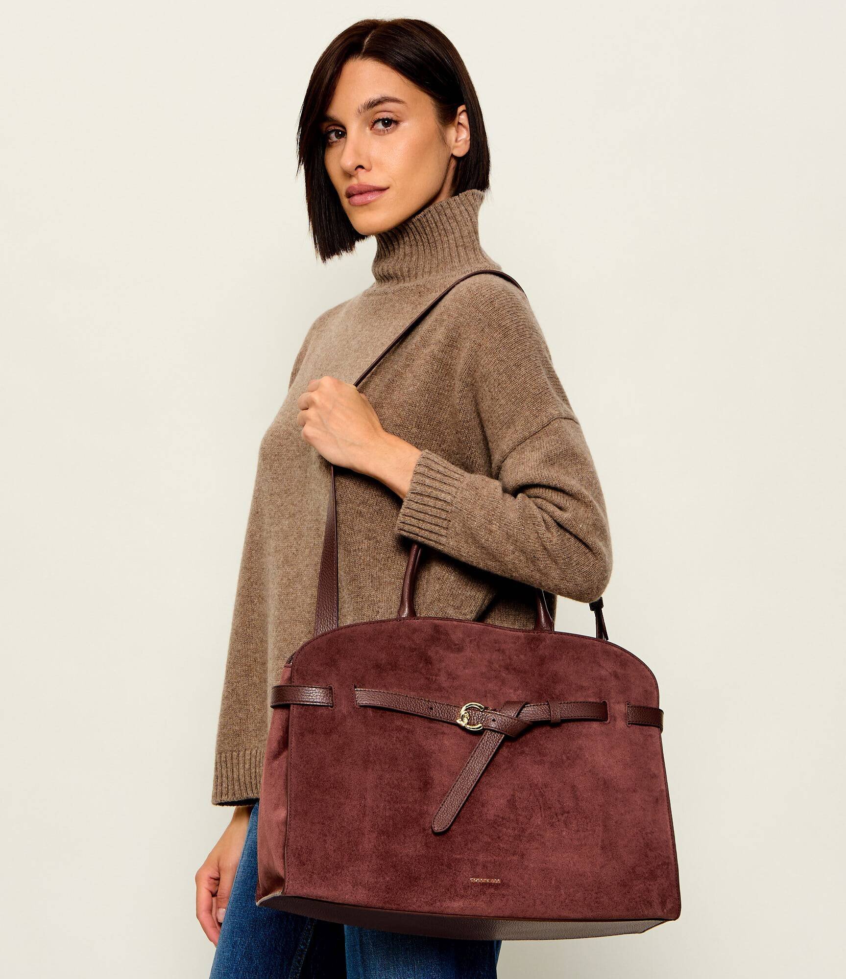 COCCINELLE Geantă shopper Sabine | piele întoarsă