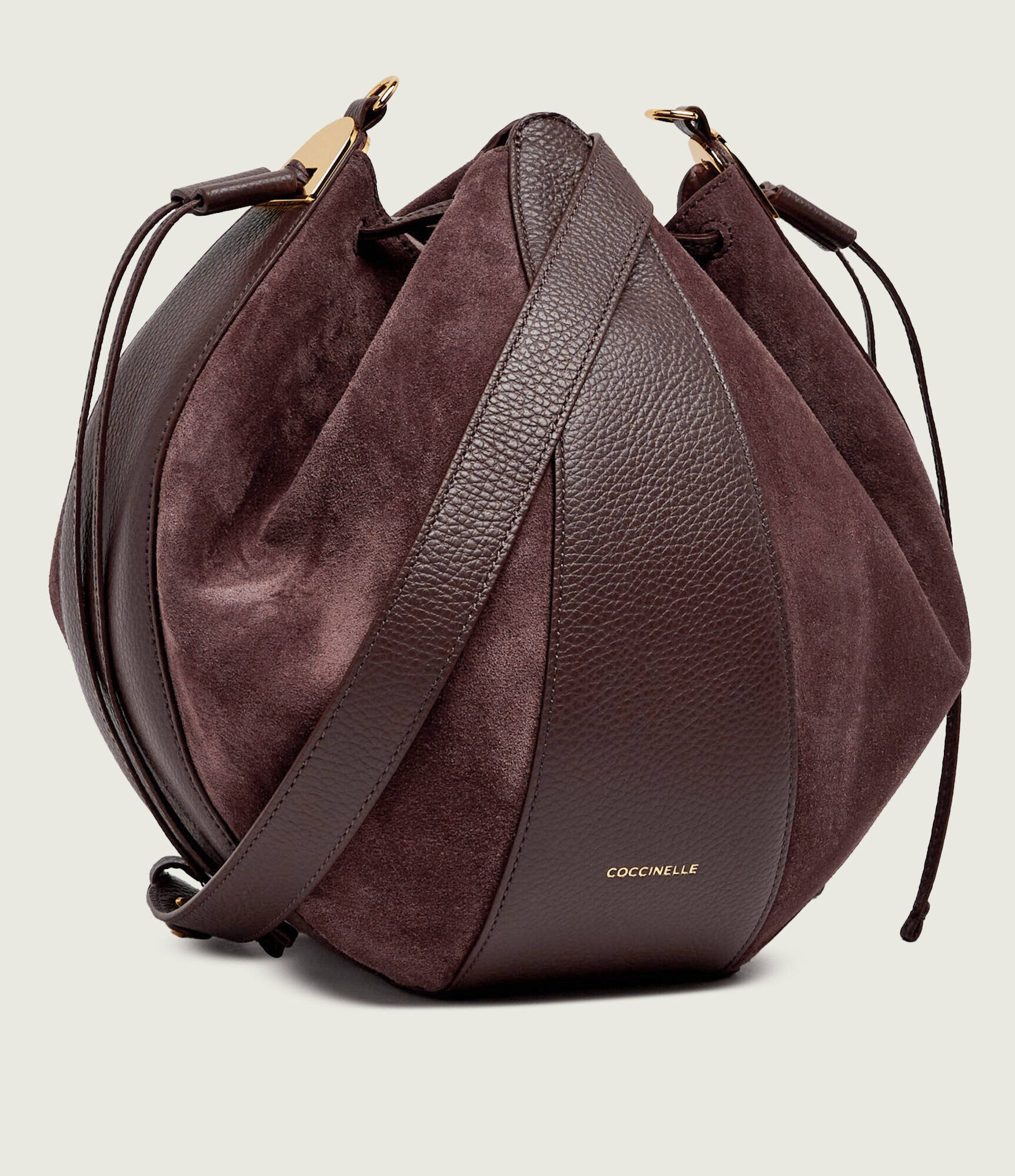 COCCINELLE Geantă tip sac + borsetă Boom | zamsz cu adaos de piele