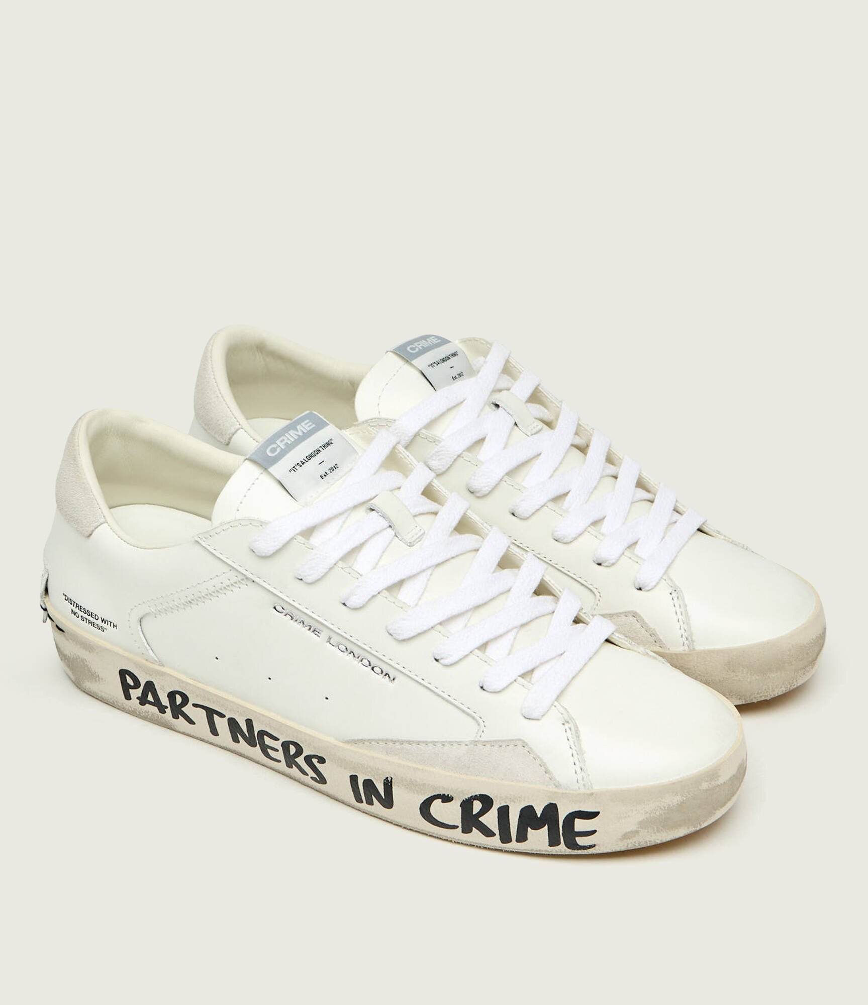 Crime London Teniși din piele Distressed
