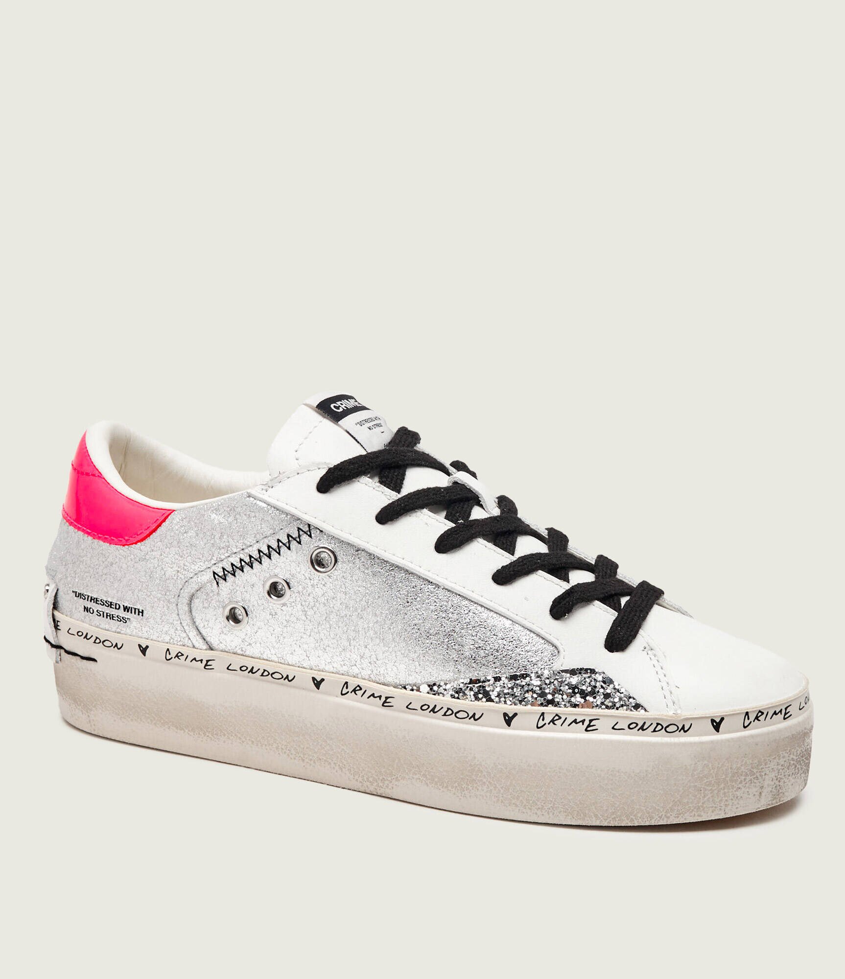 Crime London Teniși din piele DISTRESSED