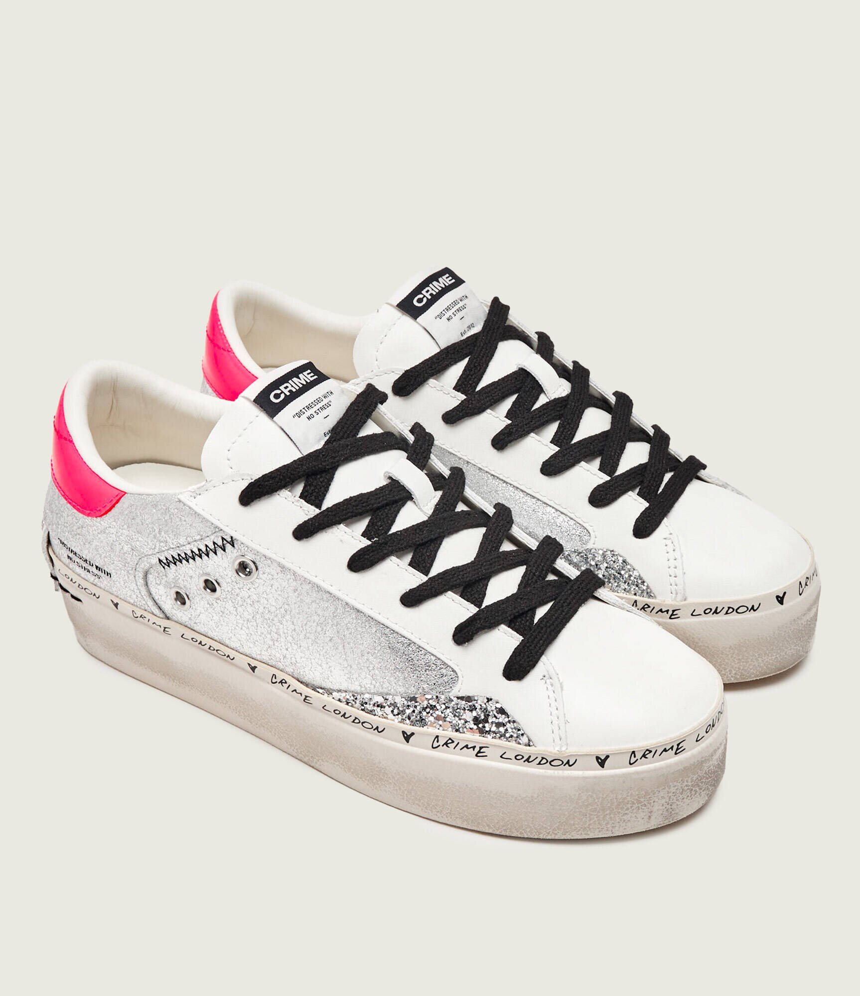 Crime London Teniși din piele DISTRESSED