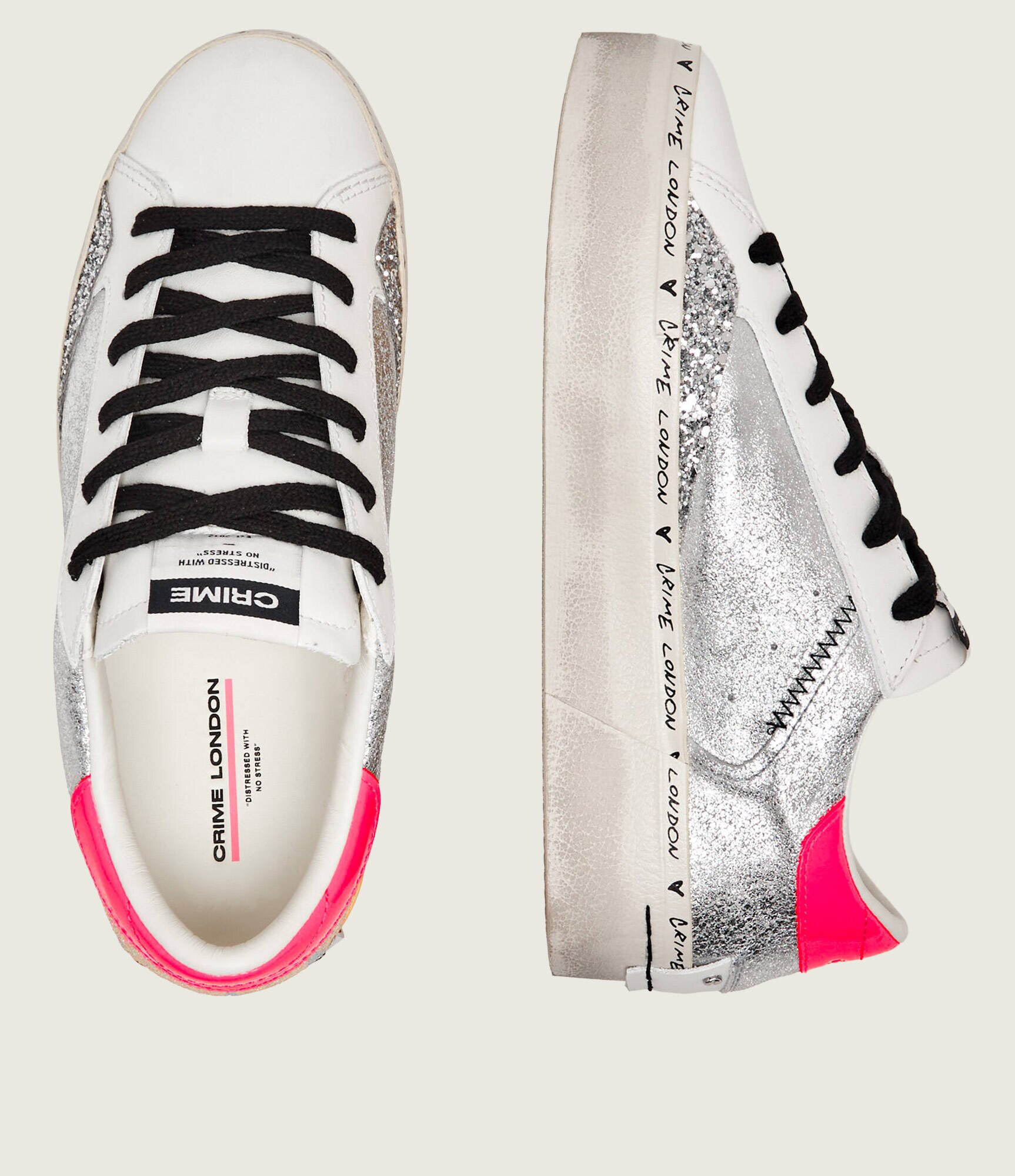 Crime London Teniși din piele DISTRESSED