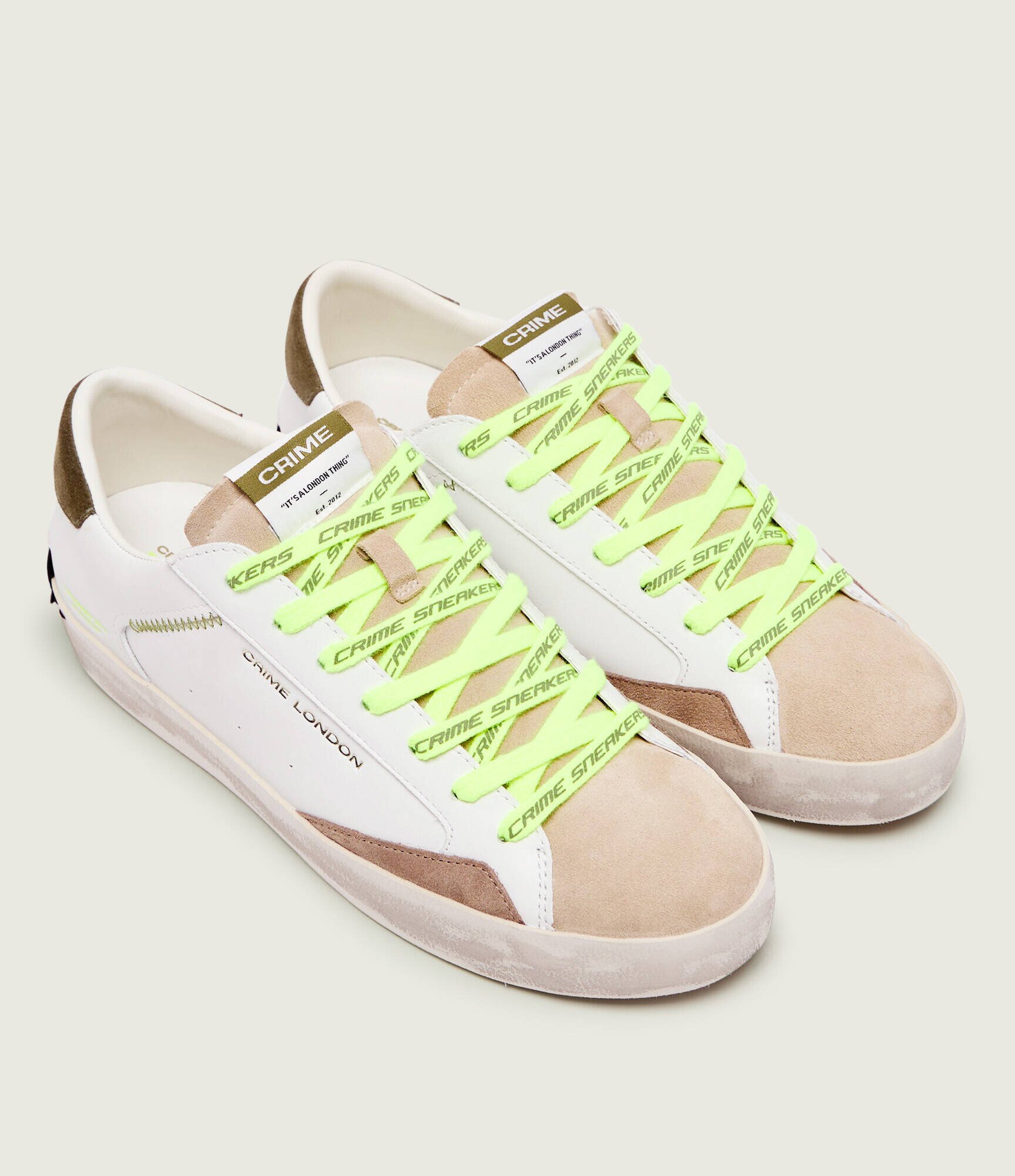 Crime London Teniși din piele DISTRESSED LOW | piele întoarsă
